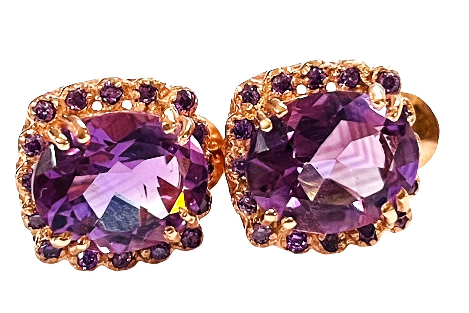 Neu AAA Lila Amethyst & Cz Roségold vergoldet Sterling 925 Silber Ohrstecker im Zustand „Neu“ in Eagan, MN