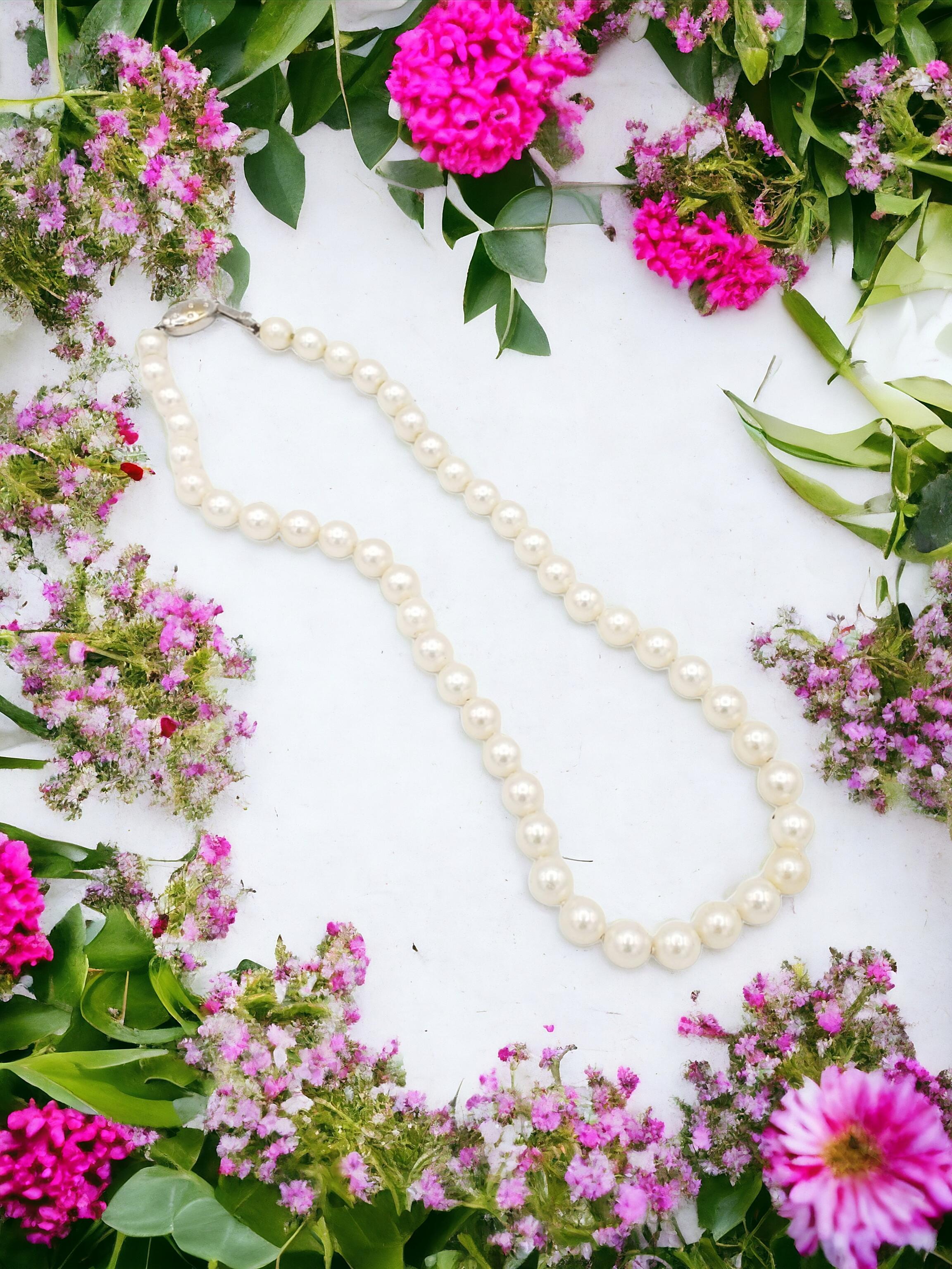 NEW AAA+ Quality Japanese Akoya Salt Water White Pearl Necklace For Sale 7