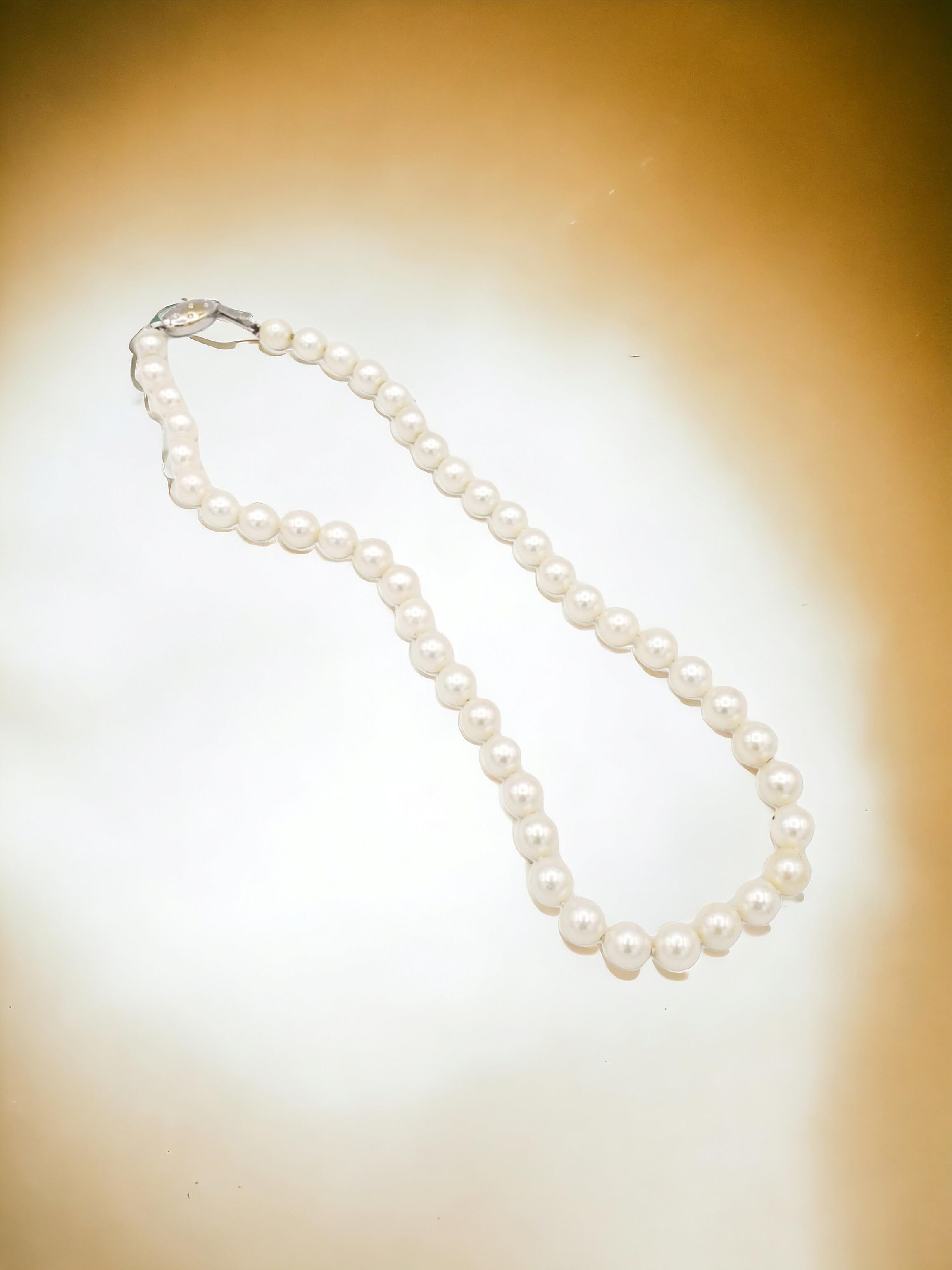 AAA+ Qualität Japanische Akoya Salz-Wasser-Halskette mit weißen Perlen im Angebot 8