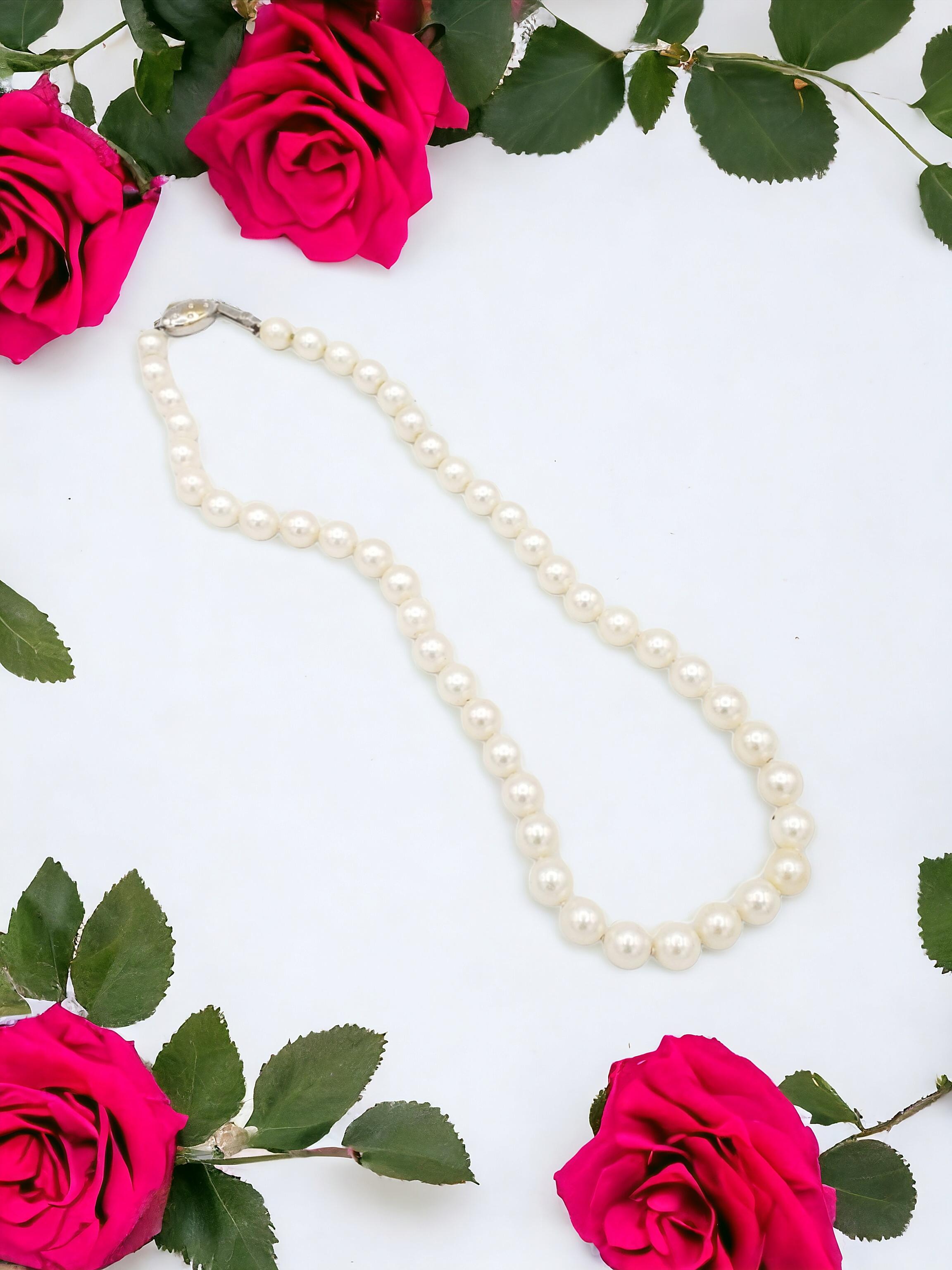 NEW AAA+ Quality Japanese Akoya Salt Water White Pearl Necklace For Sale 11