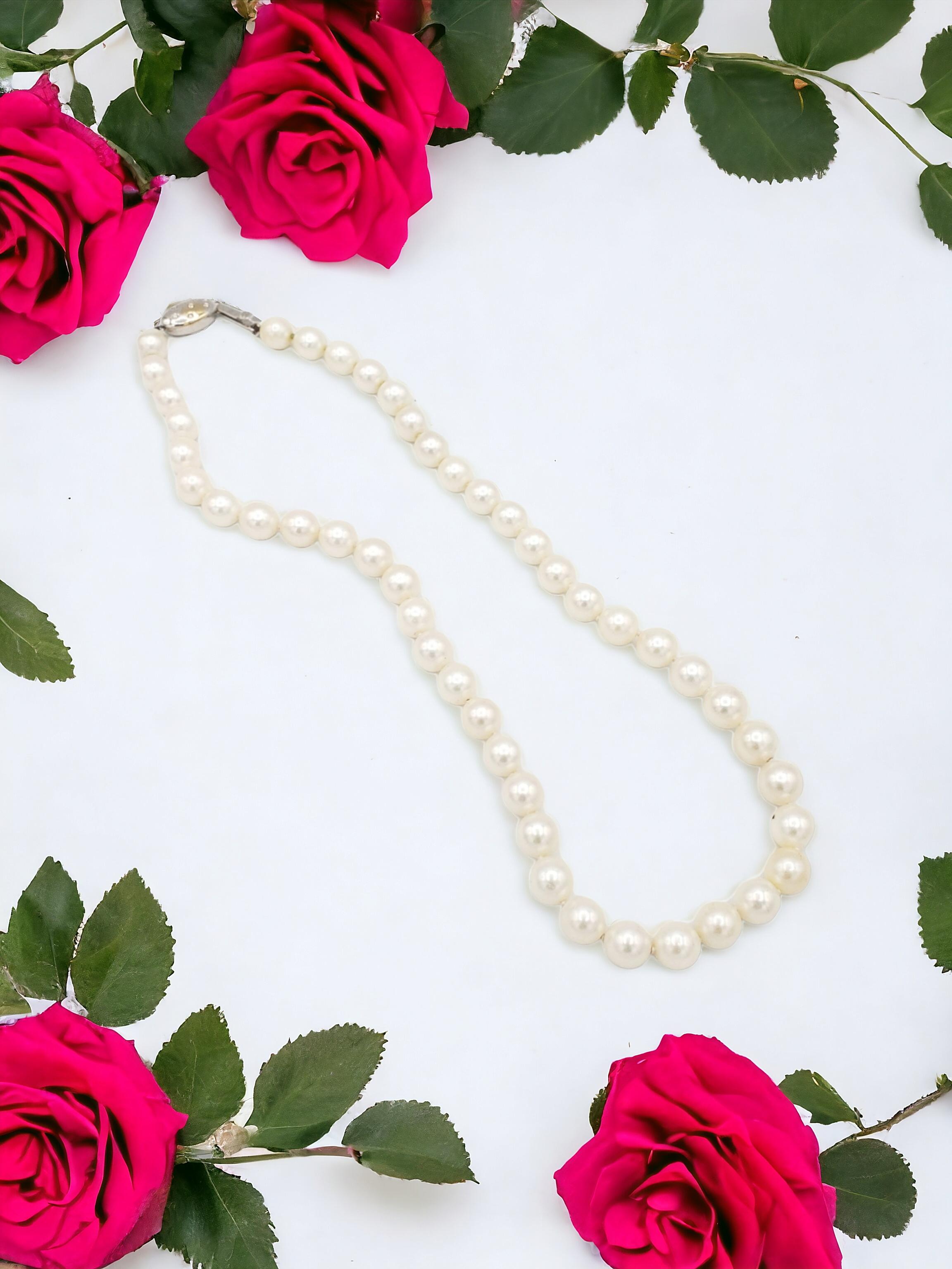 NUOVA Collana di perle bianche giapponesi Akoya Salt Water di qualità AAA+ in vendita 10