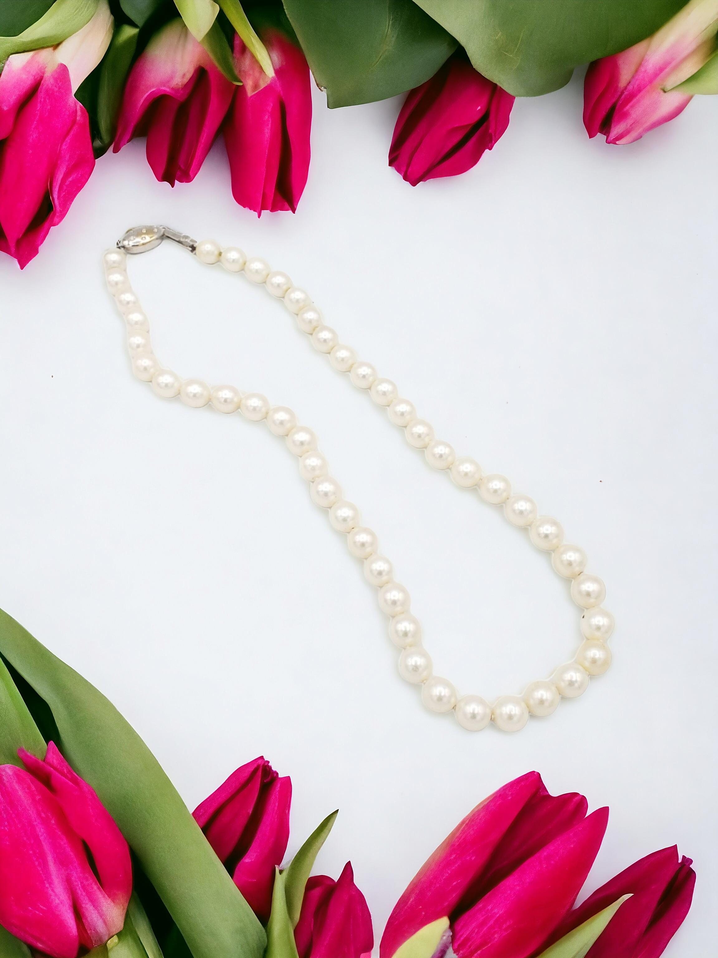 NEW AAA+ Quality Japanese Akoya Salt Water White Pearl Necklace For Sale 14