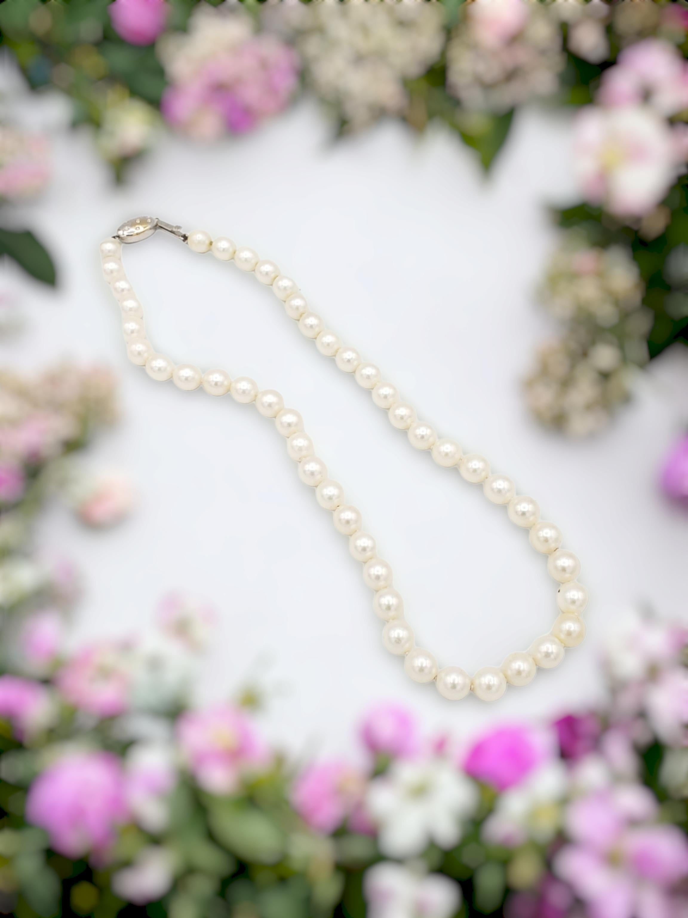 AAA+ Qualität Japanische Akoya Salz-Wasser-Halskette mit weißen Perlen für Damen oder Herren im Angebot