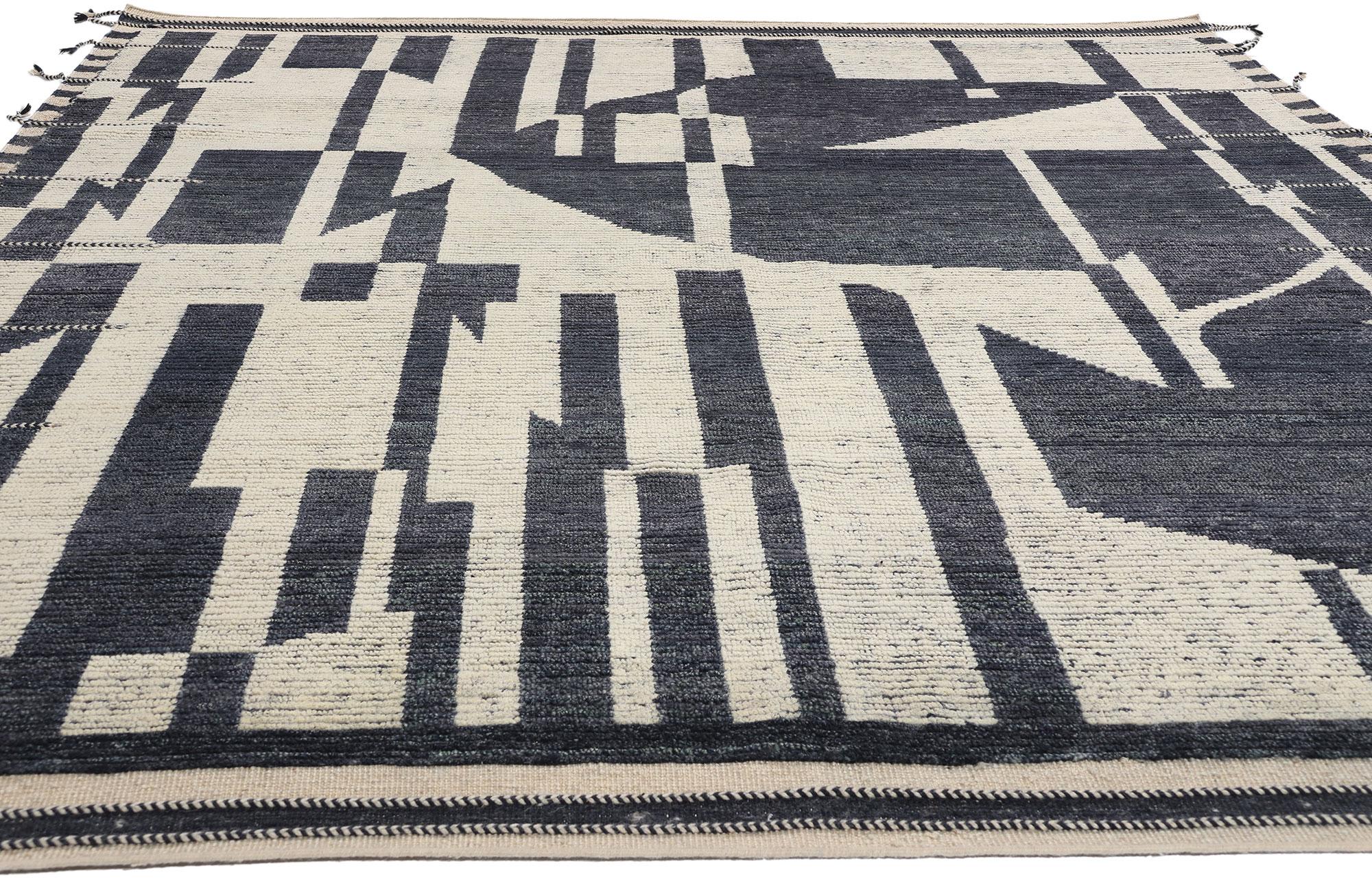Alfombra marroquí moderna New Abstract Kline Noir Echoes, 07'11 x 09'10 Brutalista en venta