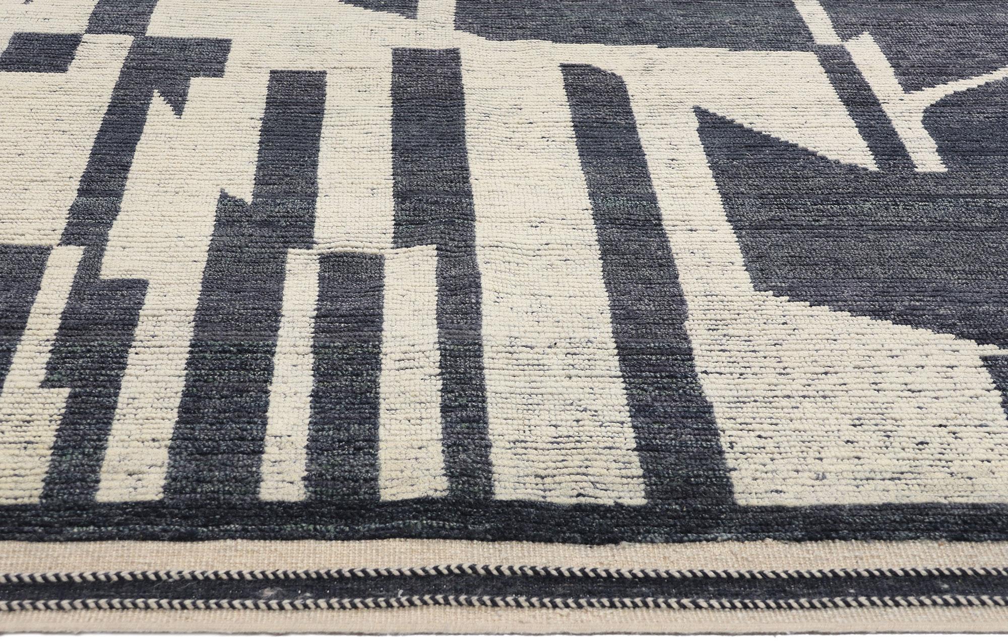 Alfombra marroquí moderna New Abstract Kline Noir Echoes, 07'11 x 09'10 Indio en venta