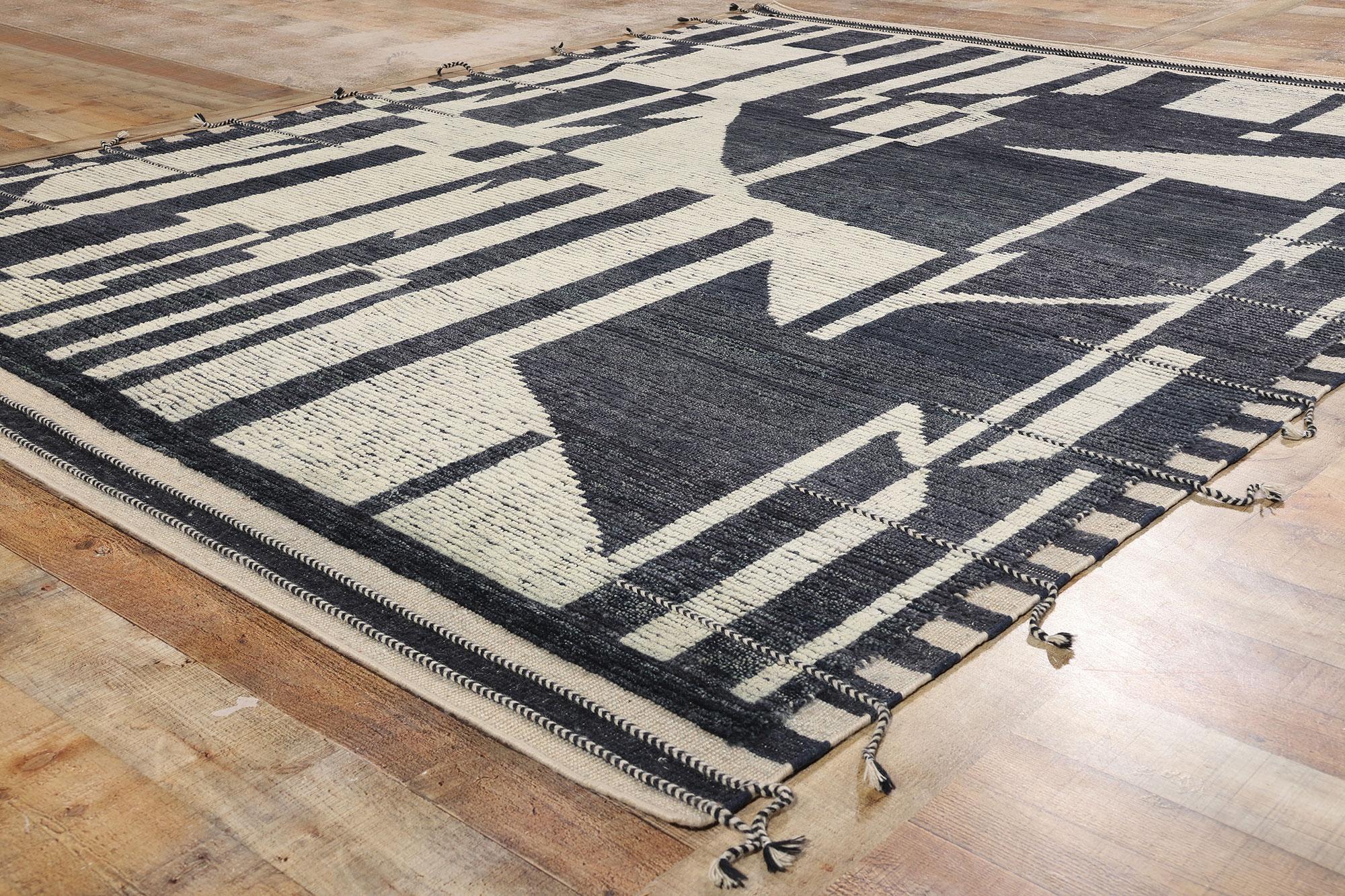 Alfombra marroquí moderna New Abstract Kline Noir Echoes, 07'11 x 09'10 Siglo XXI y contemporáneo en venta
