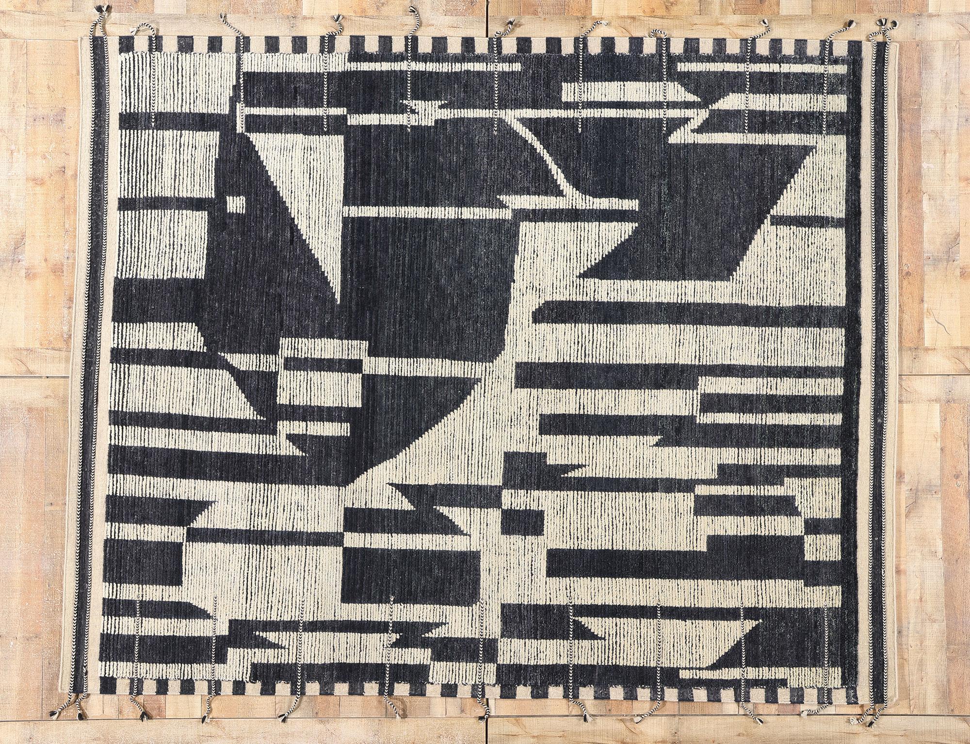 Alfombra marroquí moderna New Abstract Kline Noir Echoes, 07'11 x 09'10 en venta 1