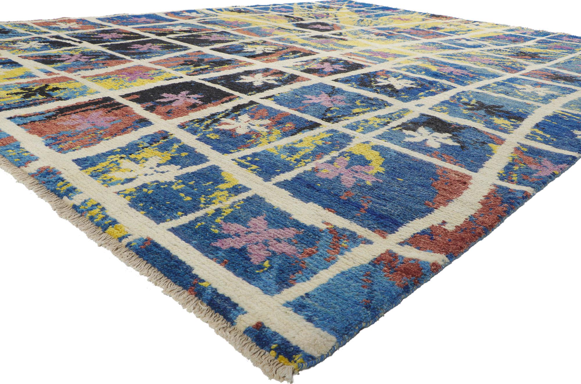 80372 New Abstract Moroccan Area Rug, 10'05 x 13'08.
Émanant d'un lever de soleil en étoile sur le Grand Canyon avec des détails et une texture incroyables, ce tapis marocain noué à la main est une vision captivante de la beauté tissée. Le design