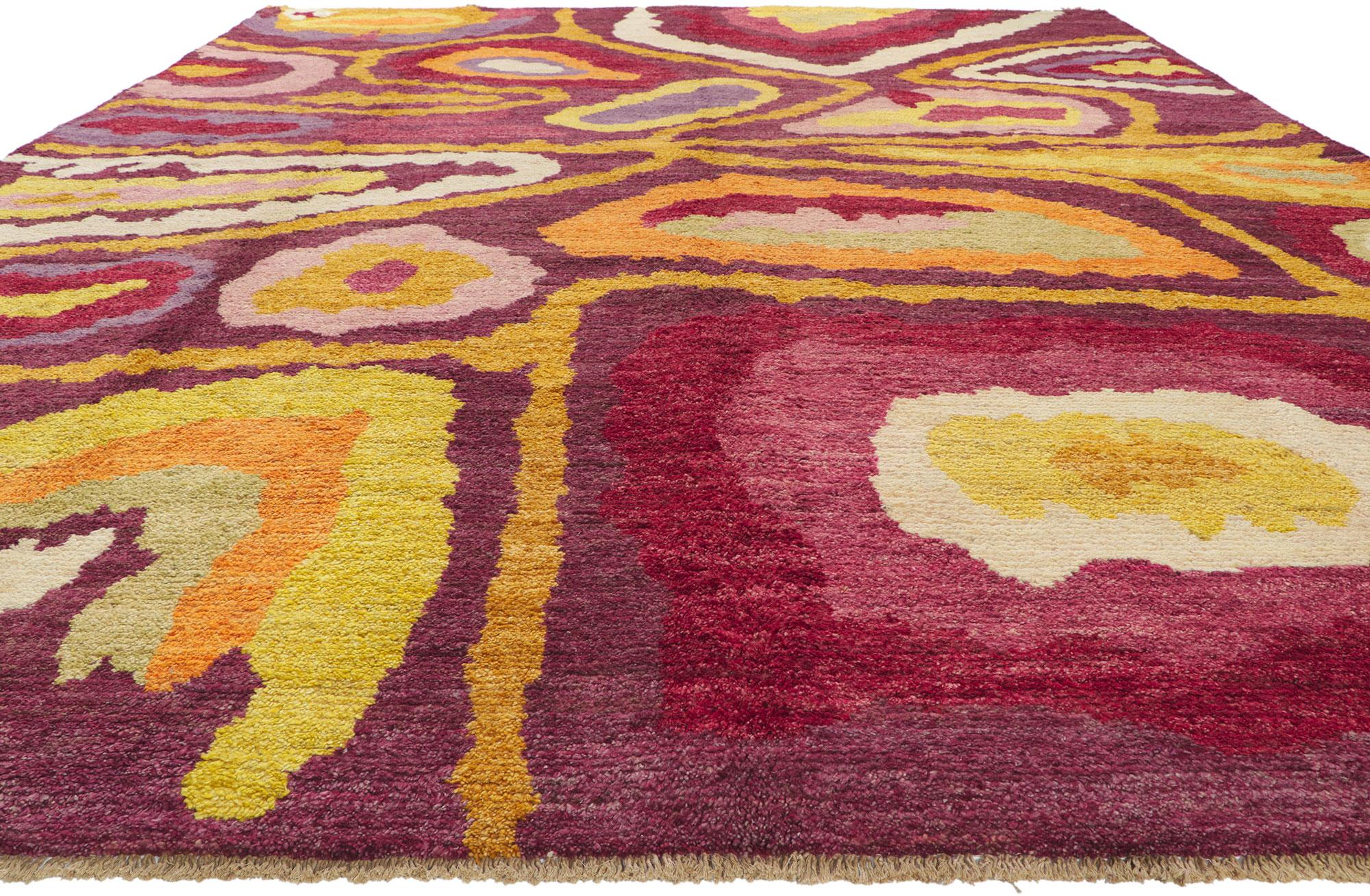Expressionist New Abstract Moroccan Area Rug For Sale