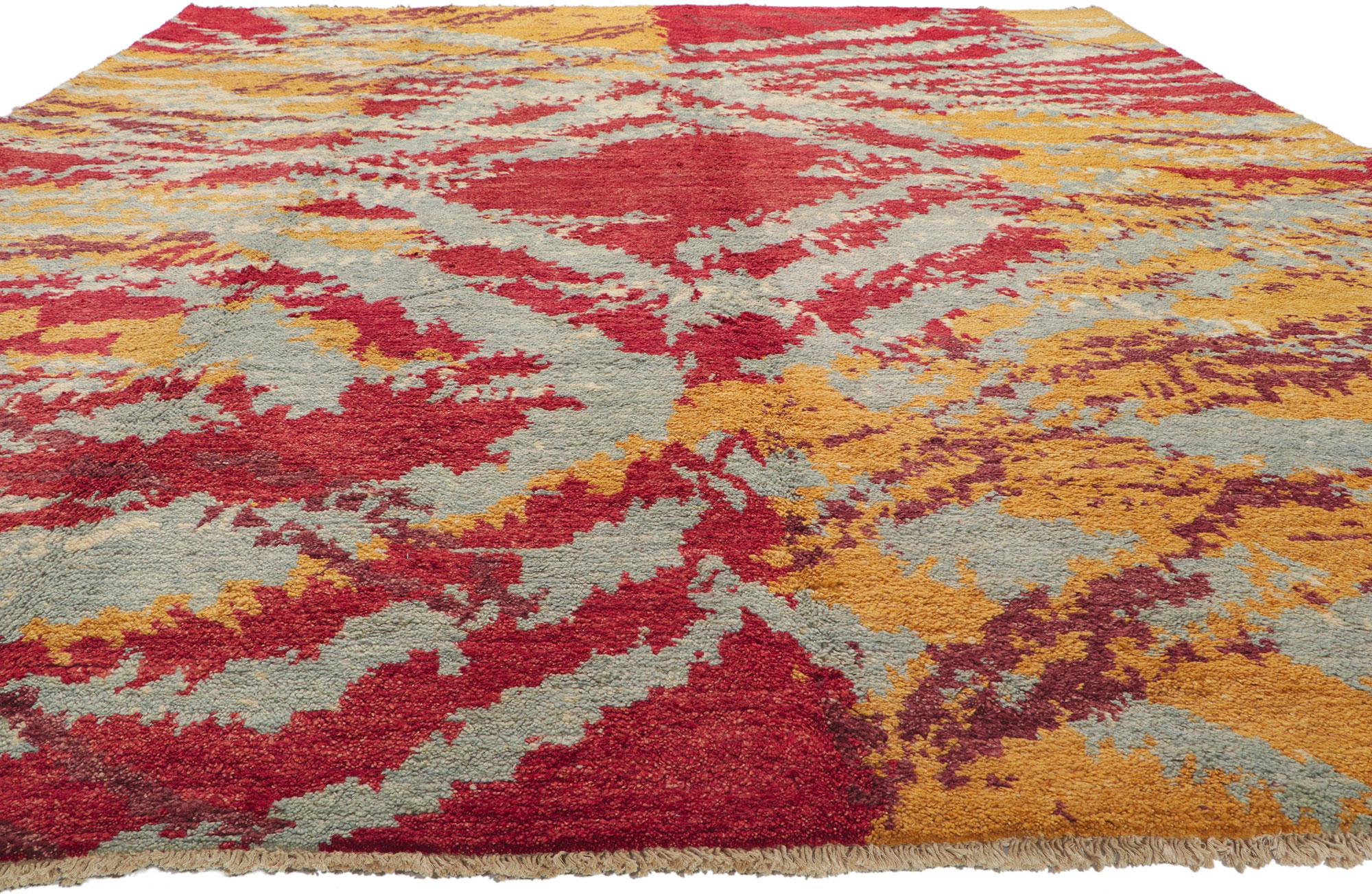 Pakistani New Abstract Moroccan Area Rug For Sale