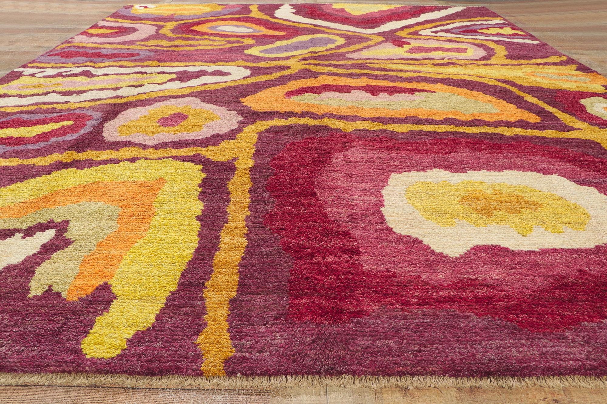 Contemporary New Abstract Moroccan Area Rug For Sale