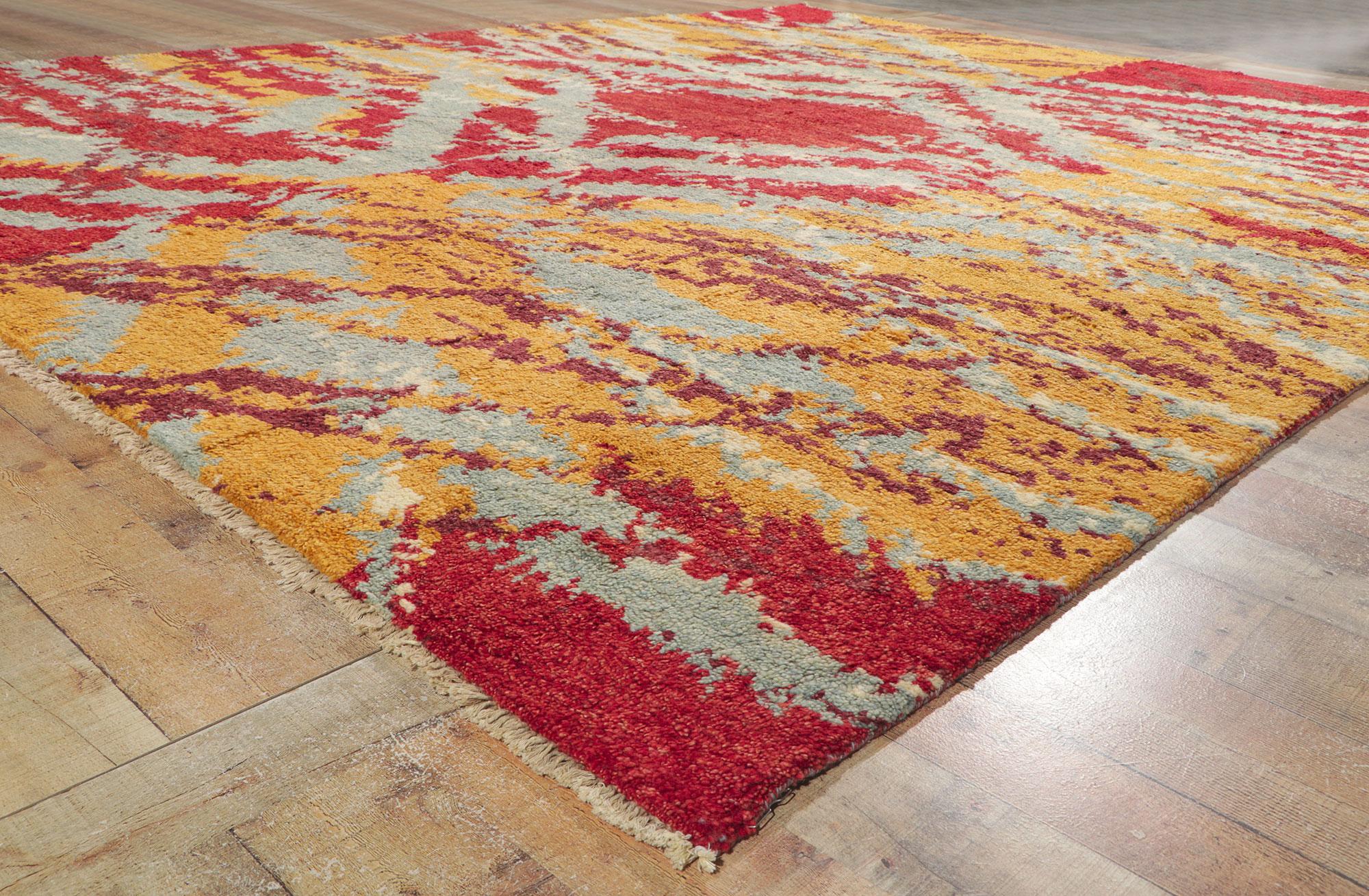 Contemporary New Abstract Moroccan Area Rug For Sale