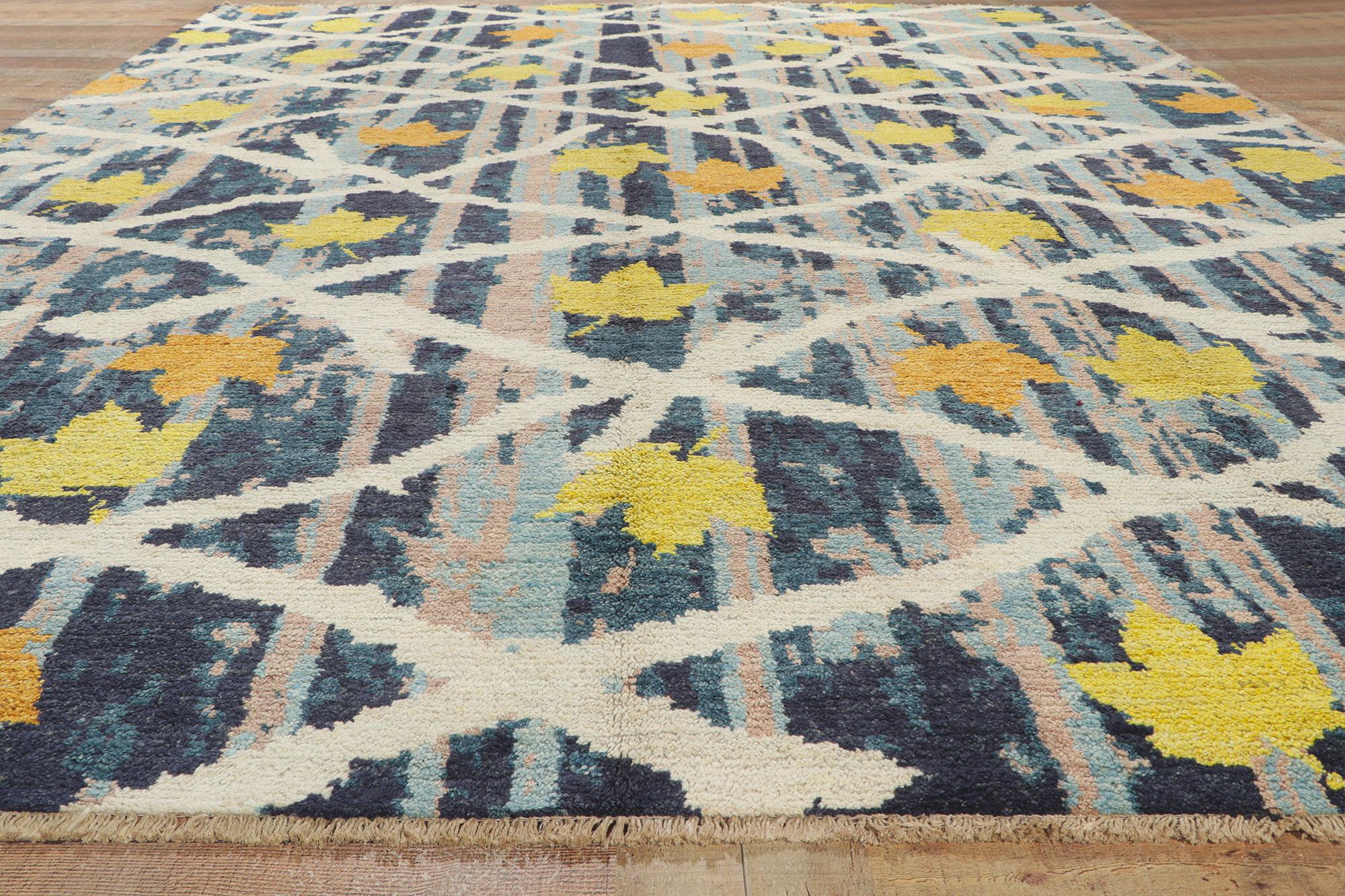 Wool New Abstract Moroccan Area Rug For Sale