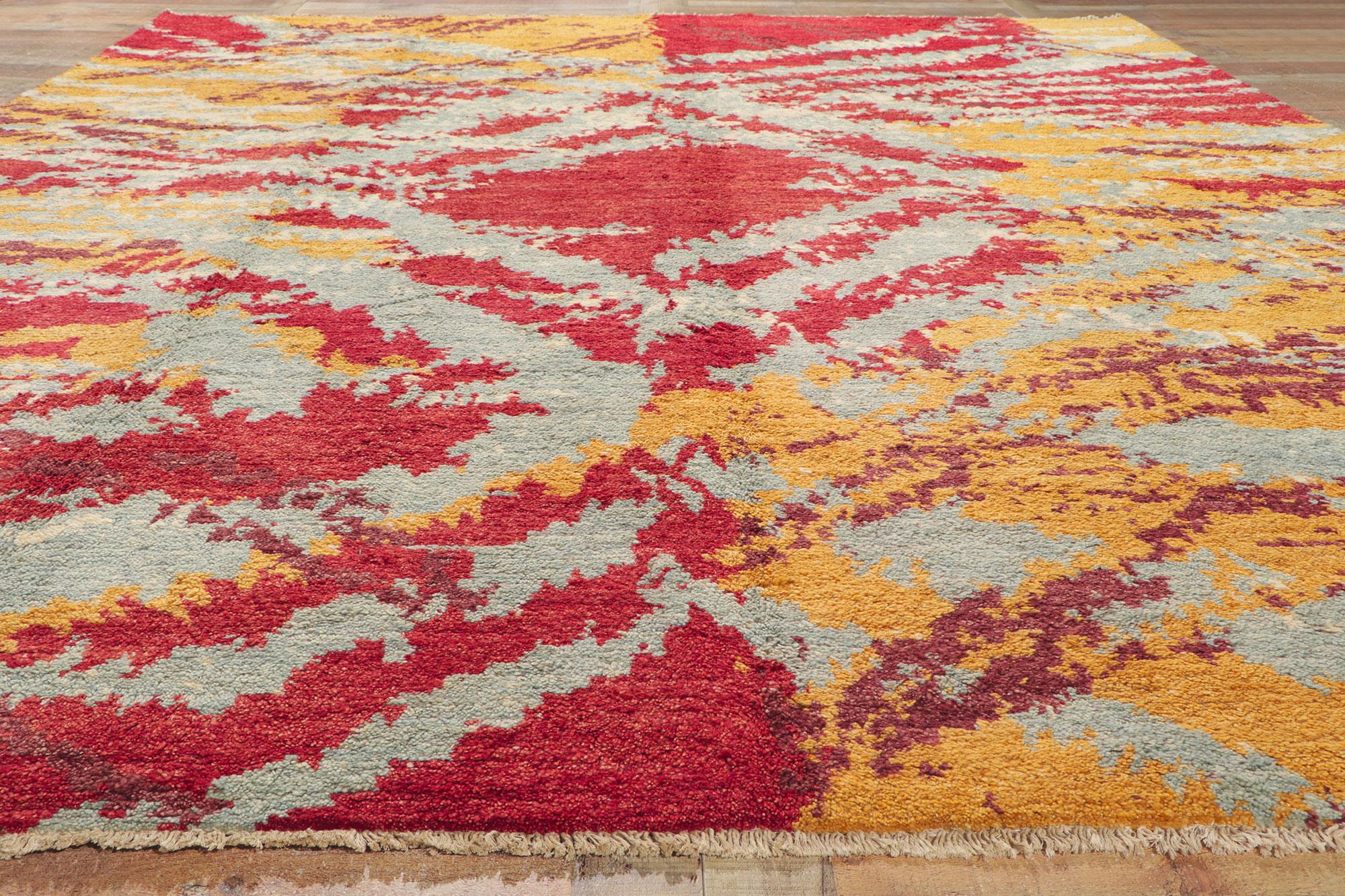 Wool New Abstract Moroccan Area Rug For Sale