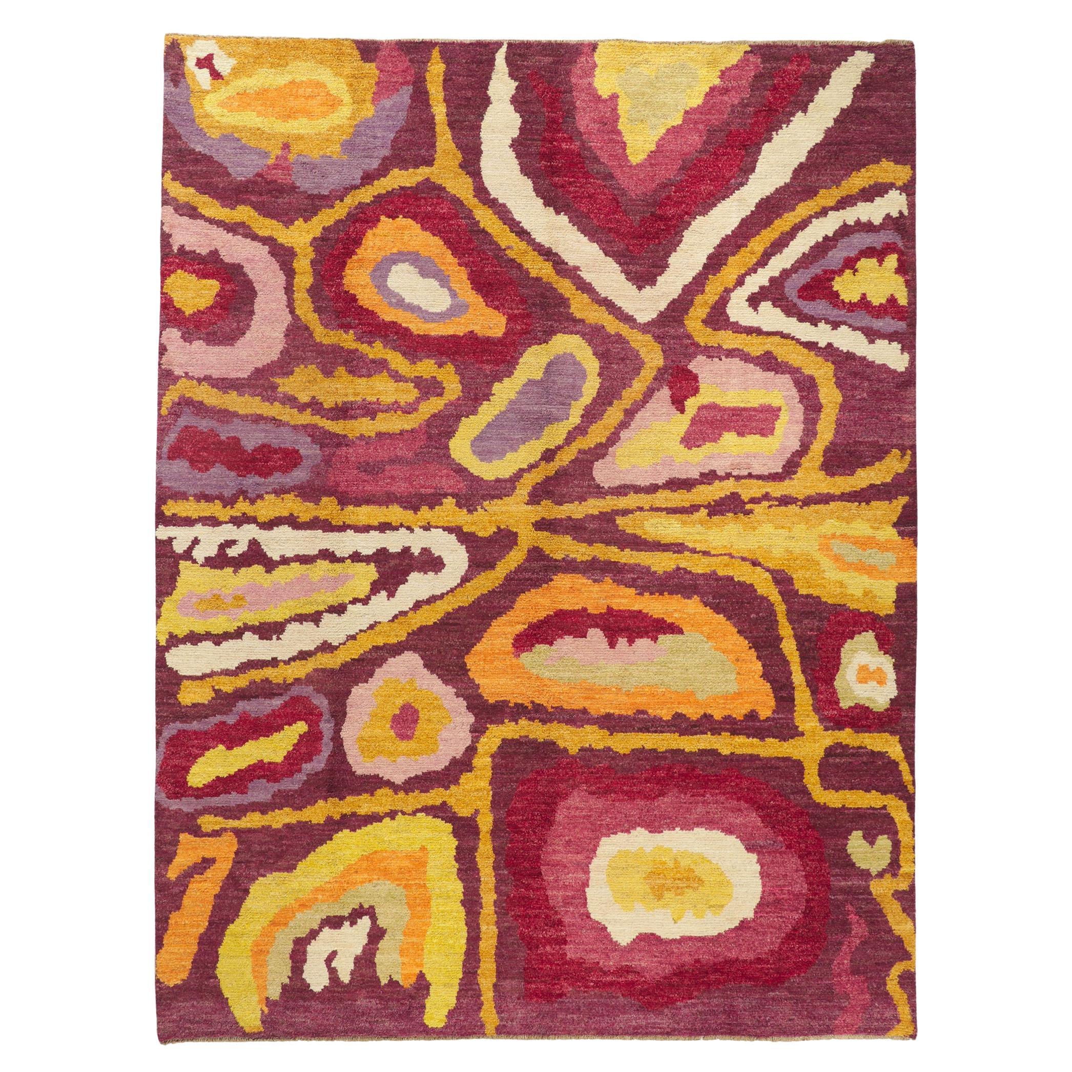 Nouveau tapis abstrait marocain de zone