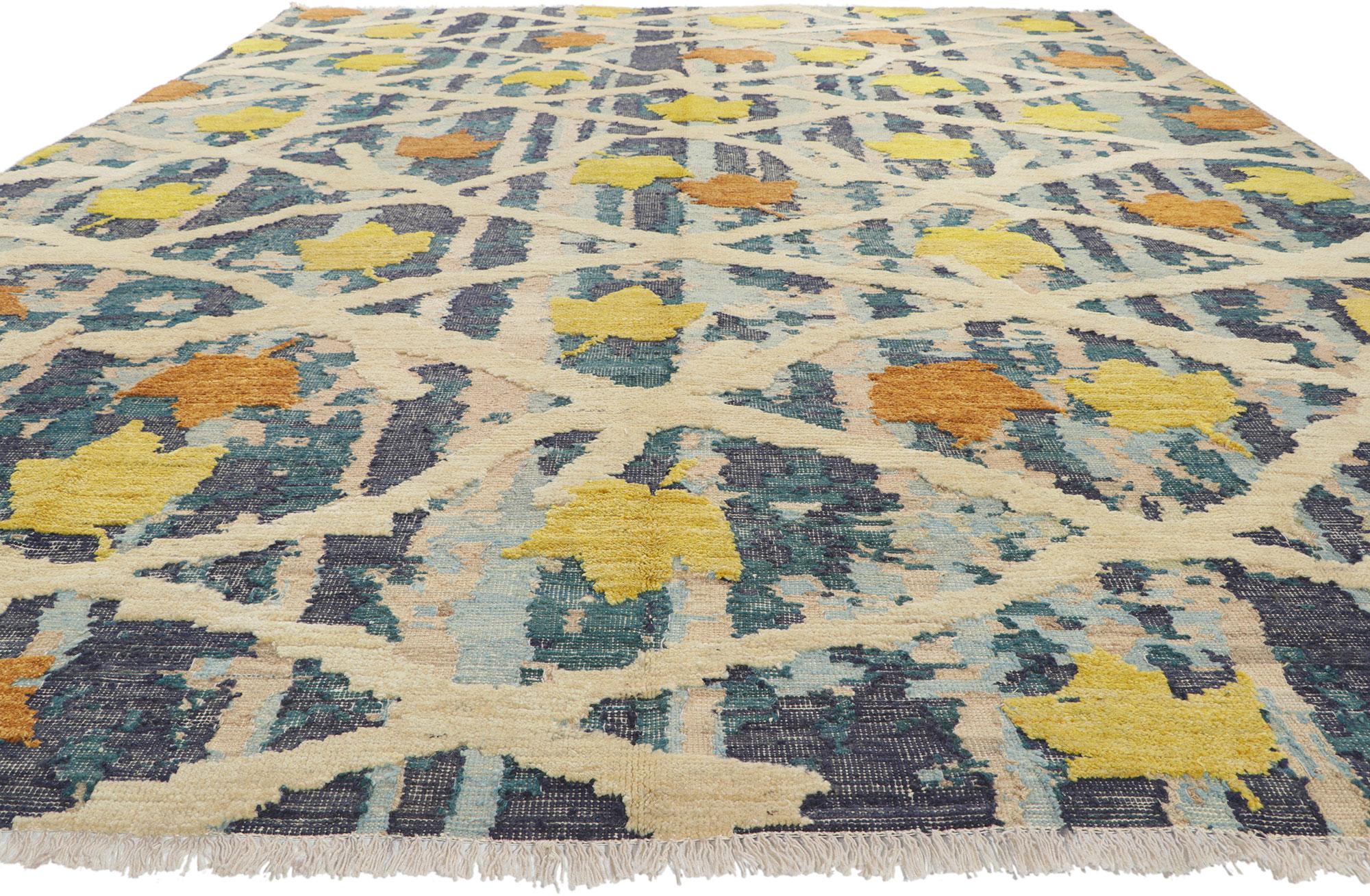 Expressionist New Abstract Moroccan High-Low Rug For Sale