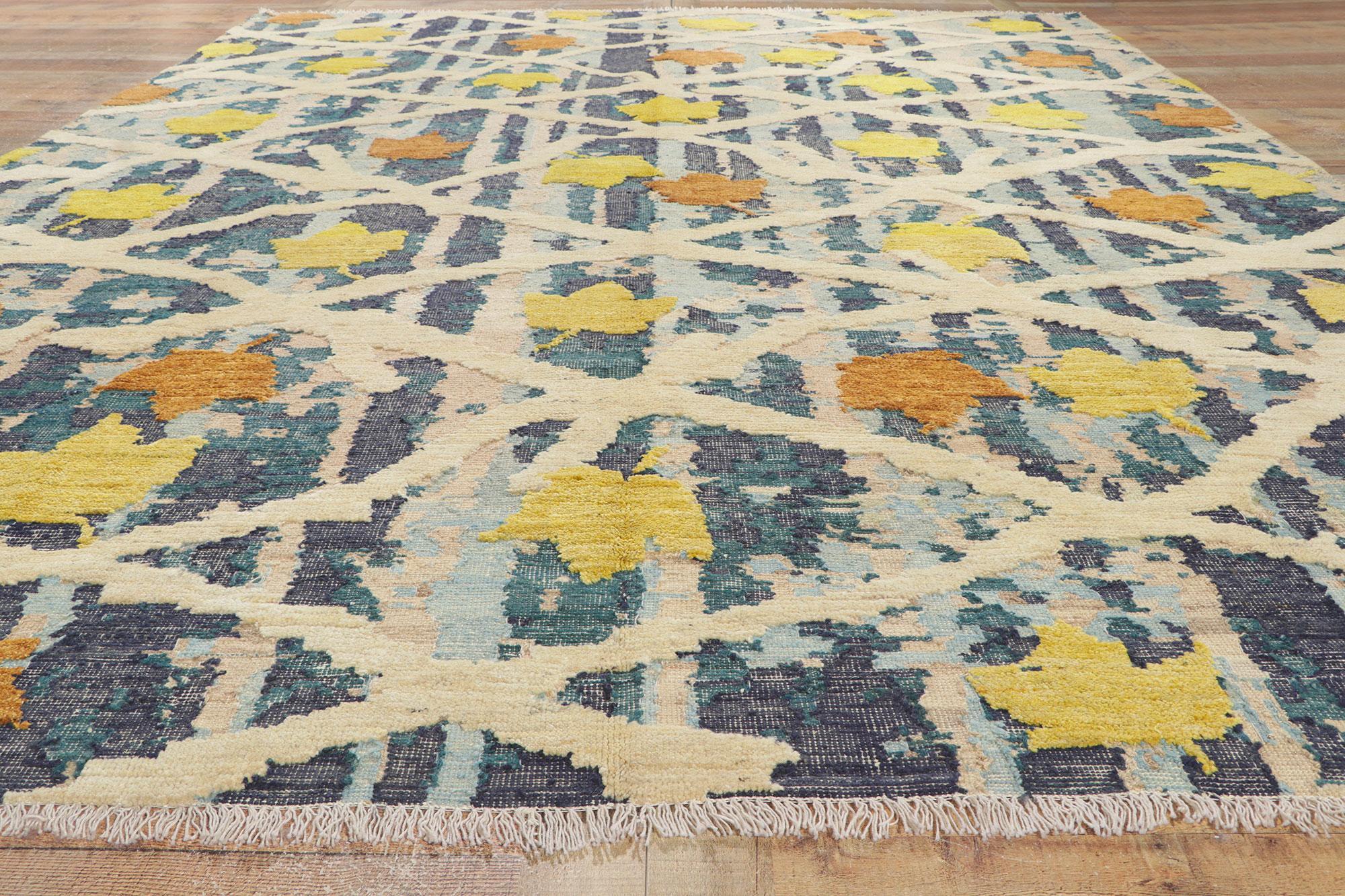 Wool New Abstract Moroccan High-Low Rug For Sale