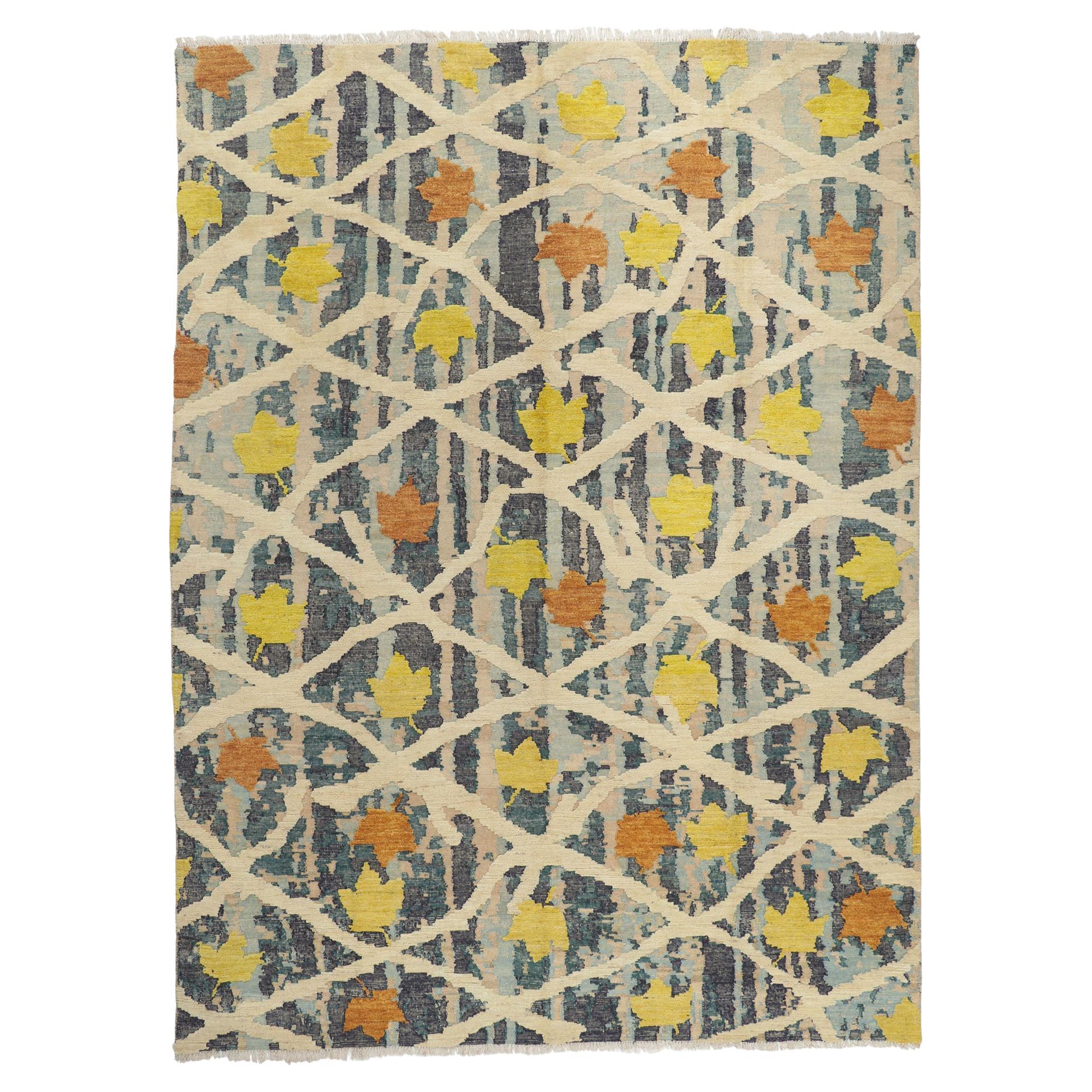 New Abstract Moroccan High-Low Rug For Sale