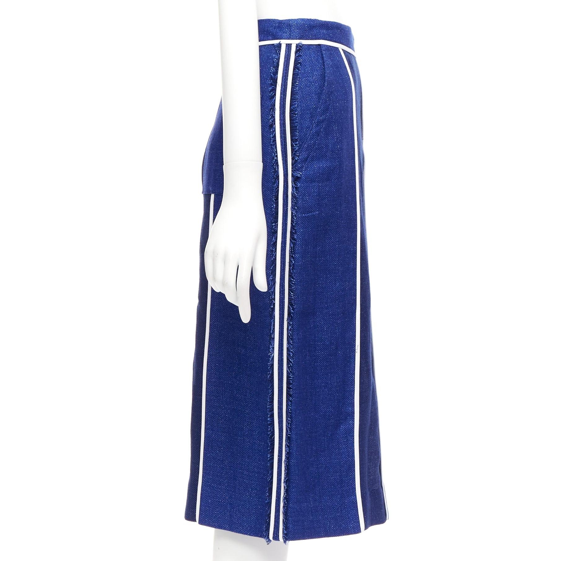 new ACNE STUDIOS 2016 Kent Linen blue striped wool slit front midi skirt FR34 XS In New Condition For Sale In Hong Kong, NT