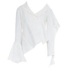 new ADEAM AW17 white cotton deconstructed asymmetric flared sleeve cascade top S