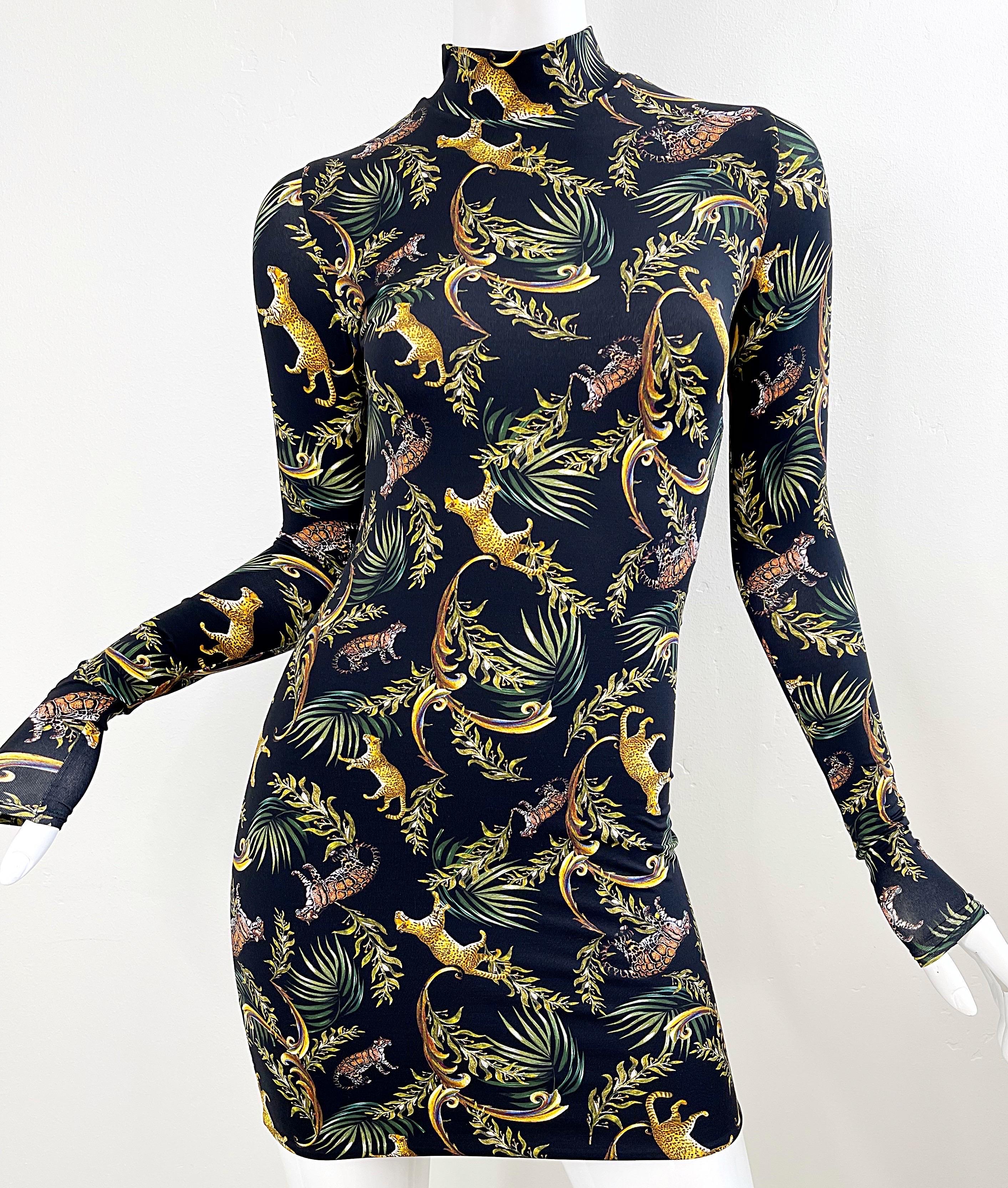 New Adriana Iglesias Cheetah Leopard Novelty Animal Print Bodycon Mini Dress For Sale 5