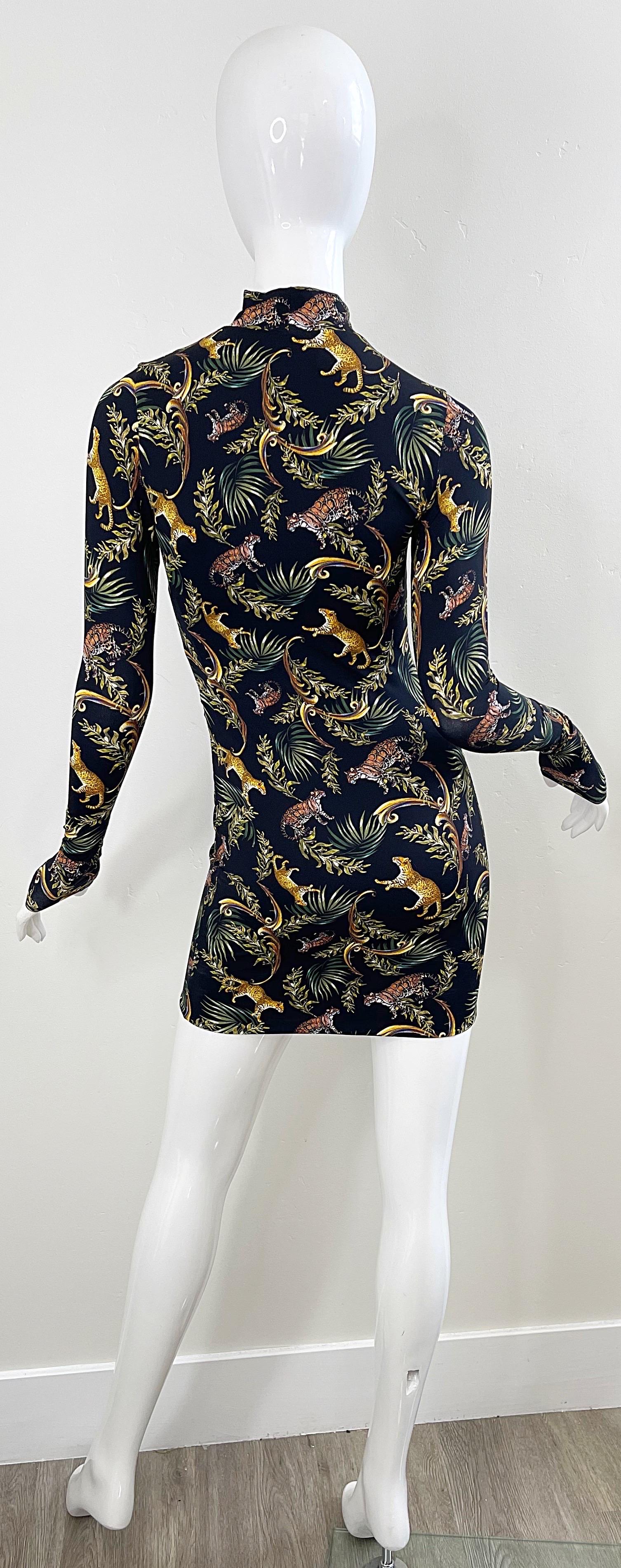 New Adriana Iglesias Cheetah Leopard Novelty Animal Print Bodycon Mini Dress For Sale 6