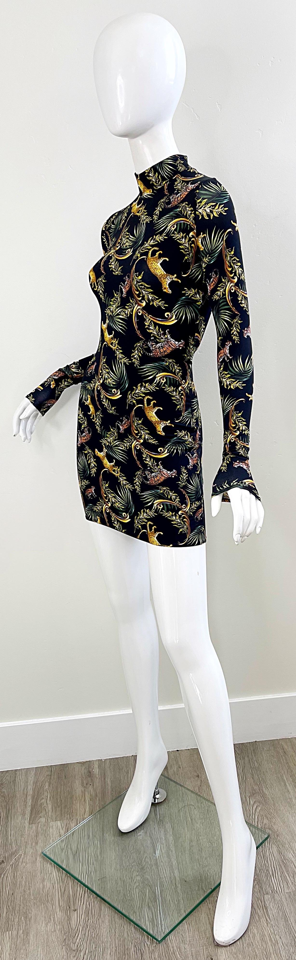 New Adriana Iglesias Cheetah Leopard Novelty Animal Print Bodycon Mini Dress For Sale 7