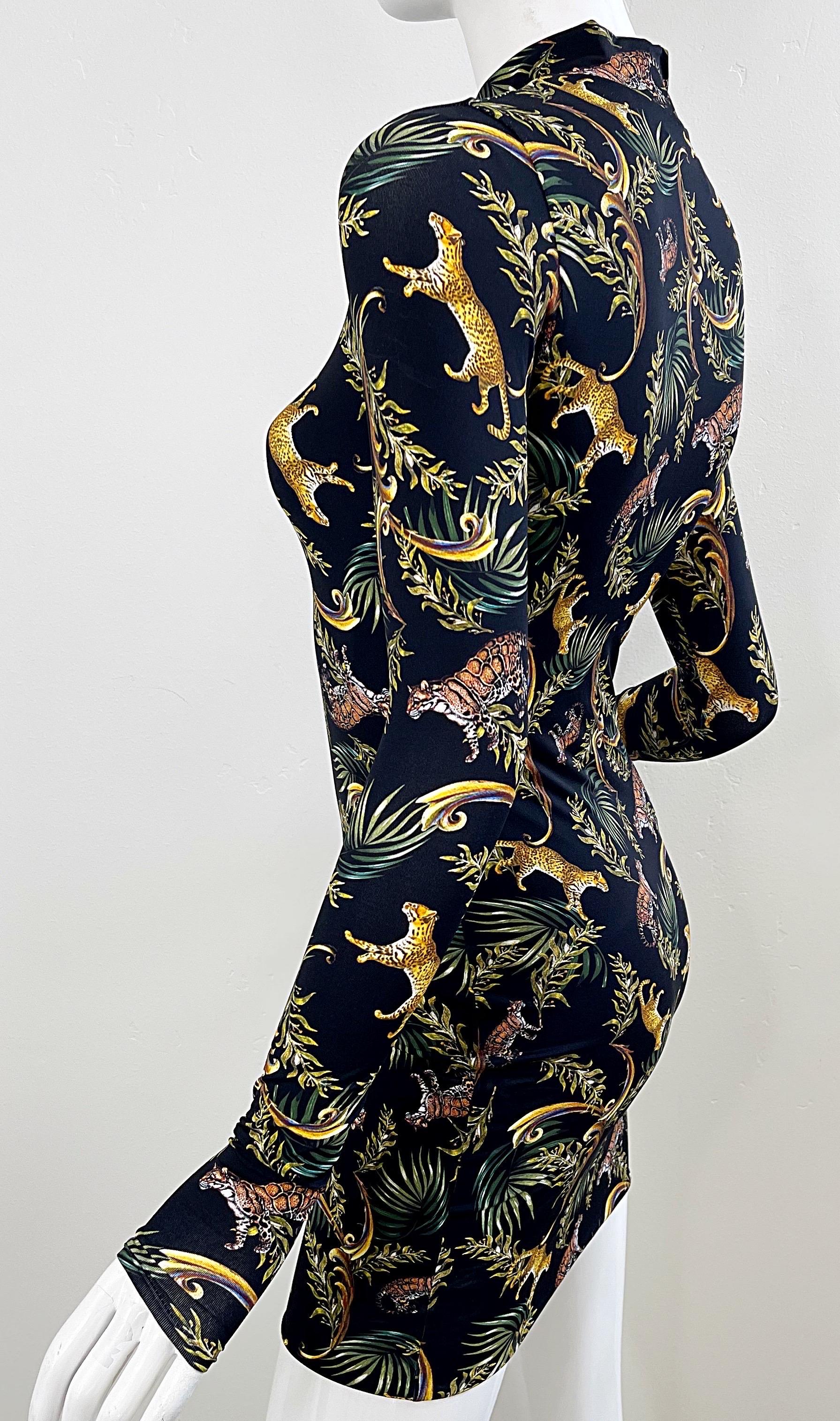New Adriana Iglesias Cheetah Leopard Novelty Animal Print Bodycon Mini Dress For Sale 8