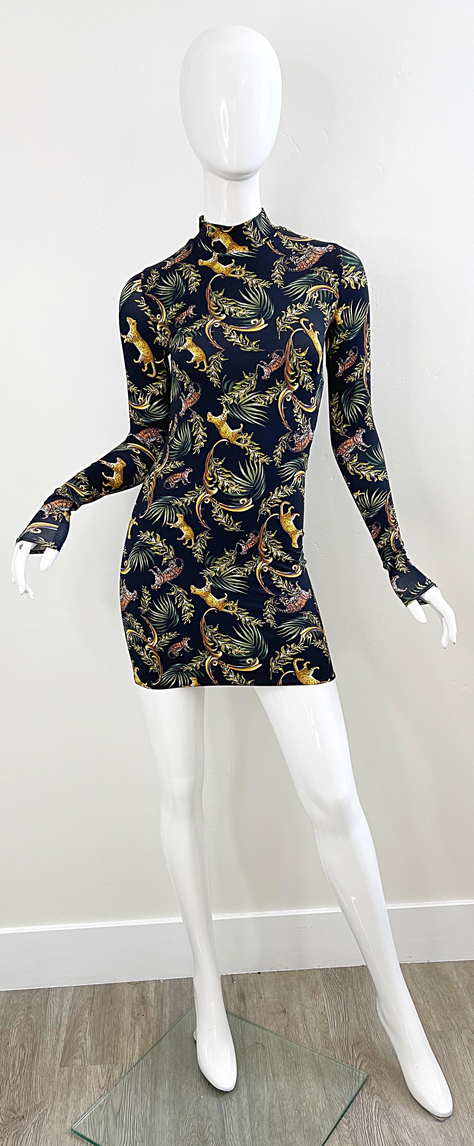New Adriana Iglesias Cheetah Leopard Novelty Animal Print Bodycon Mini Dress For Sale 9