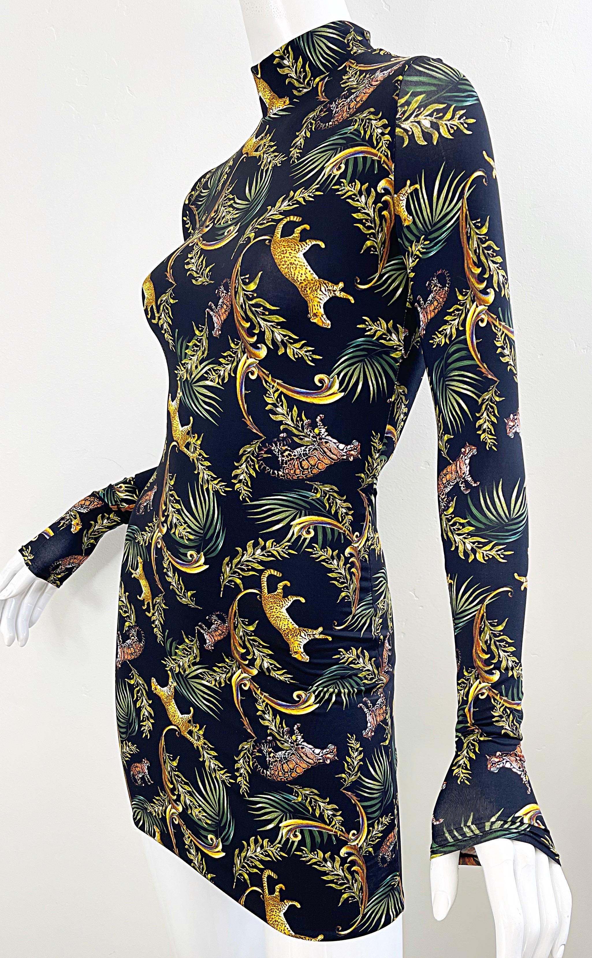 New Adriana Iglesias Cheetah Leopard Novelty Animal Print Bodycon Mini Dress For Sale 3