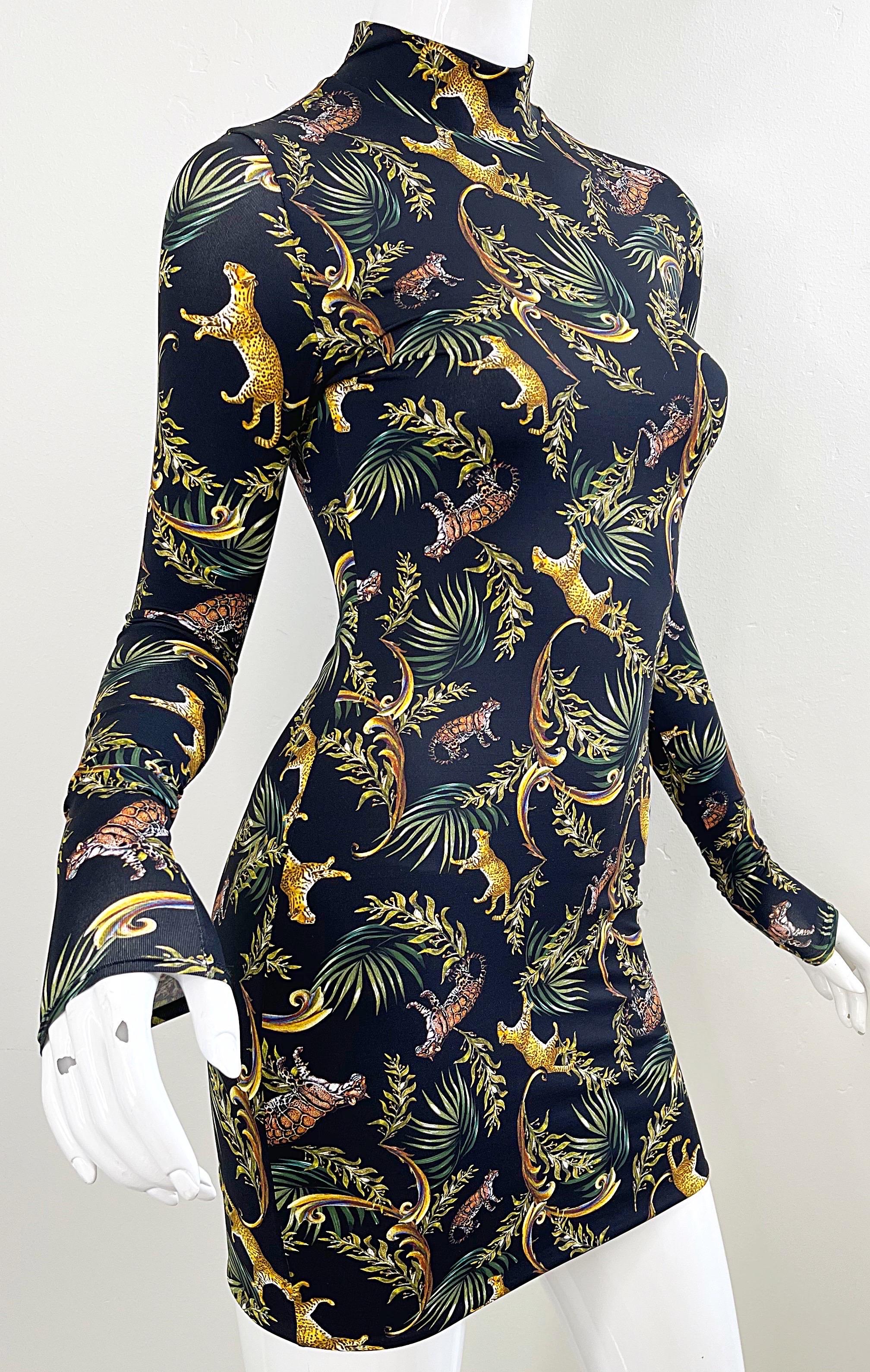 New Adriana Iglesias Cheetah Leopard Novelty Animal Print Bodycon Mini Dress For Sale 4