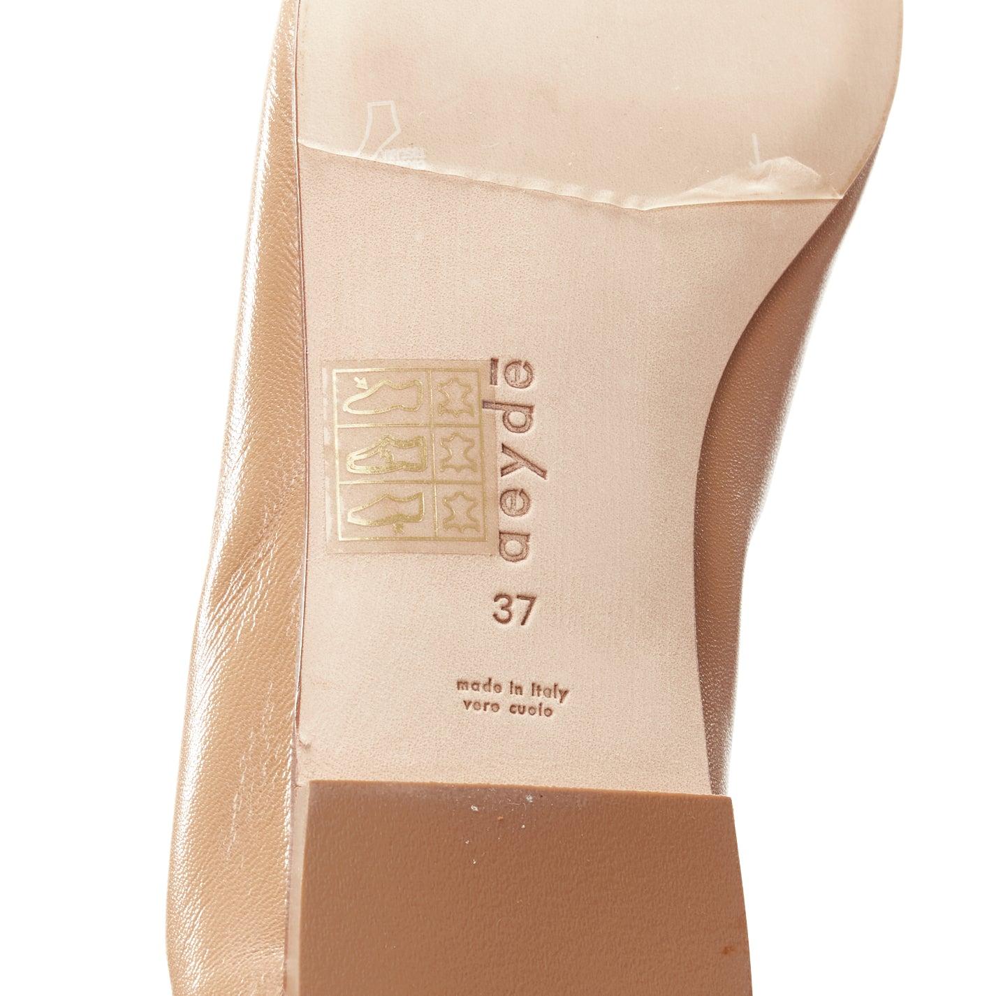 new AEYDE nude smooth leather square toe ballet flats EU37 6