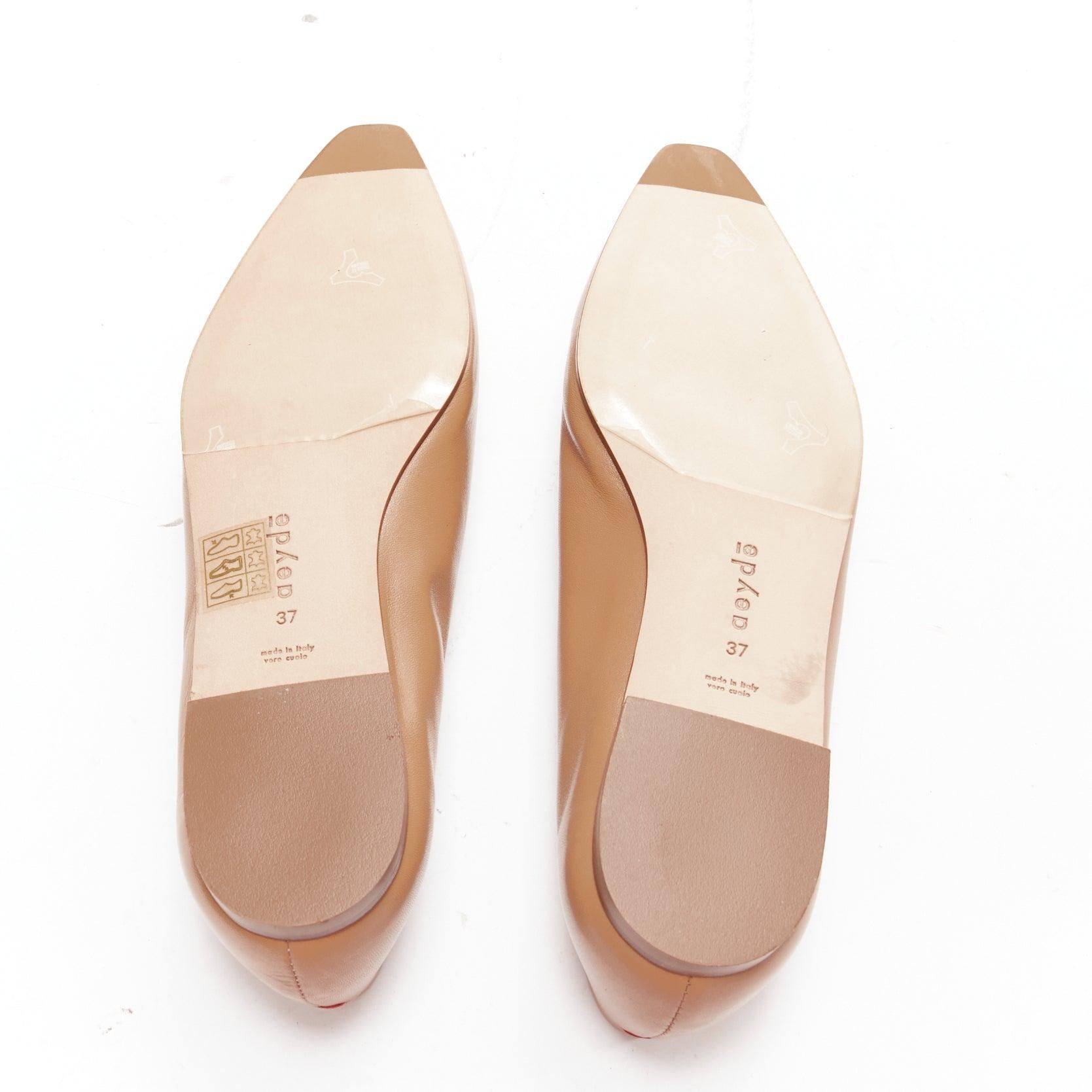 new AEYDE nude smooth leather square toe ballet flats EU37 7