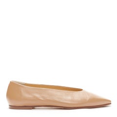 new AEYDE nude smooth leather square toe ballet flats EU37