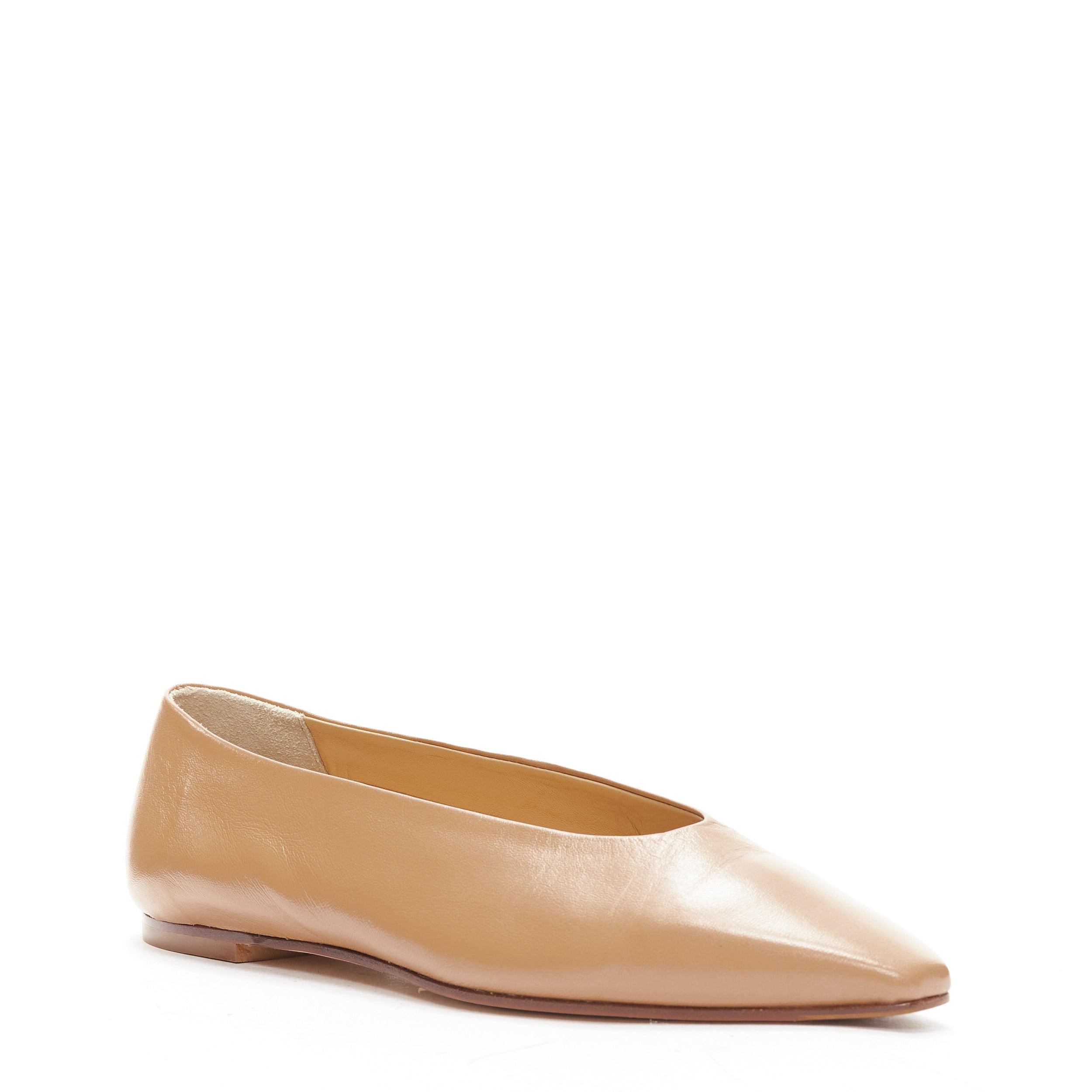 new AEYDE nude smooth leather square toe ballet flats EU37 In New Condition In Hong Kong, NT