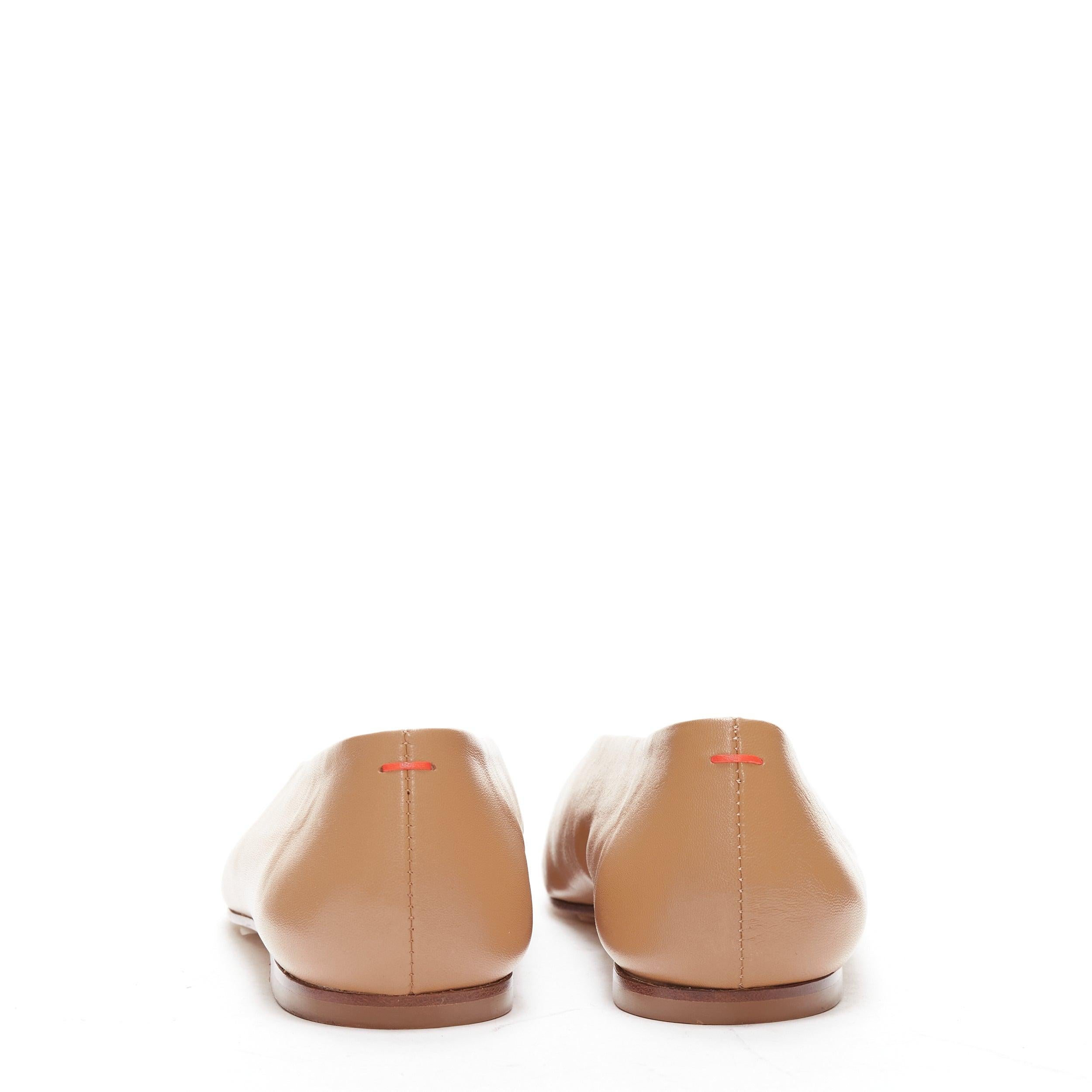 new AEYDE nude smooth leather square toe ballet flats EU37 1