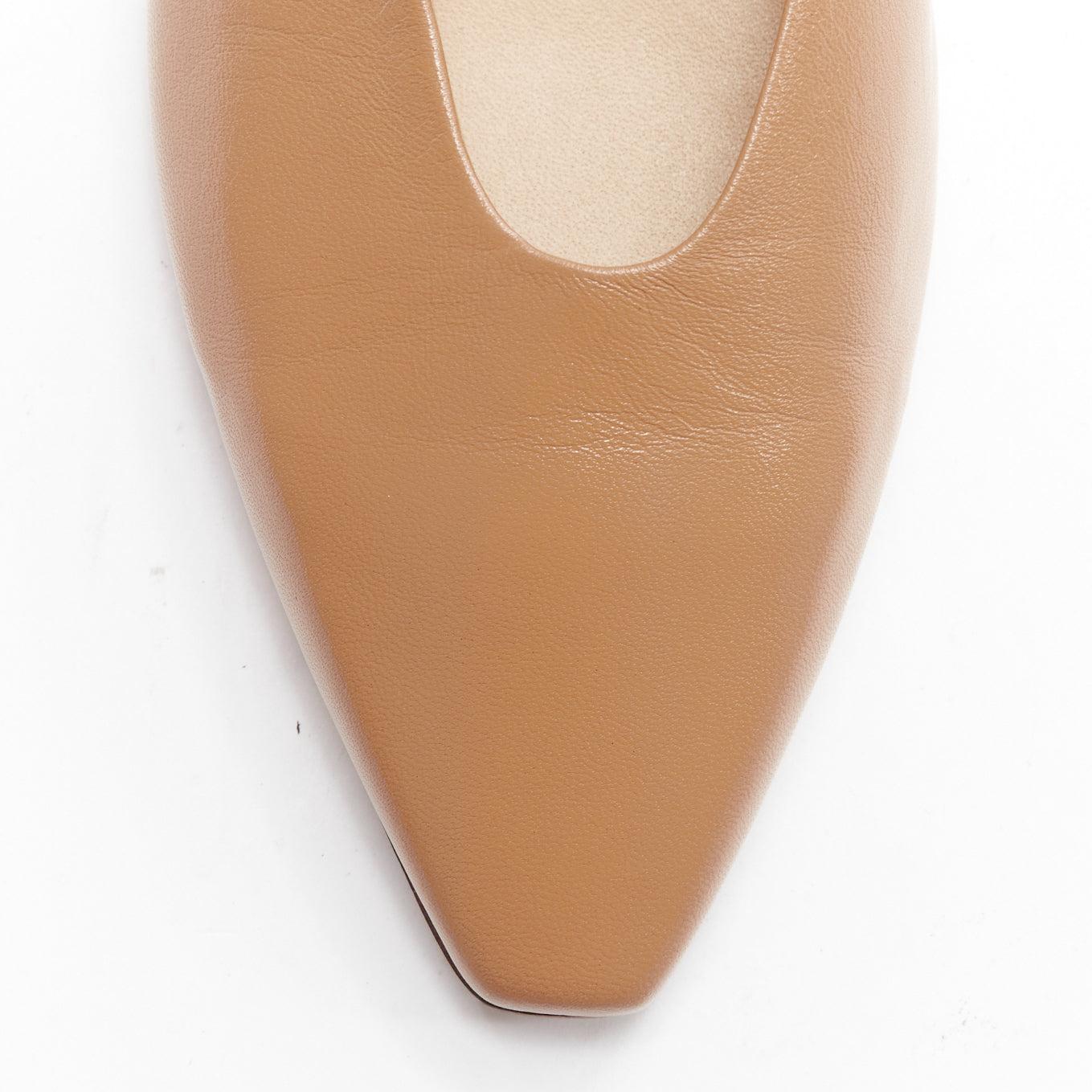 new AEYDE nude smooth leather square toe ballet flats EU37 2