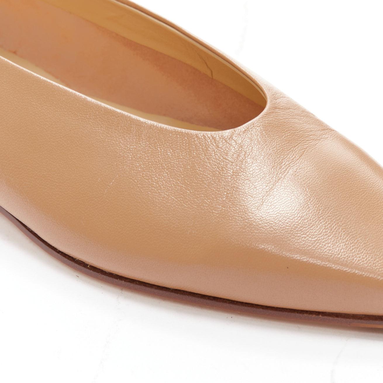 new AEYDE nude smooth leather square toe ballet flats EU37 3