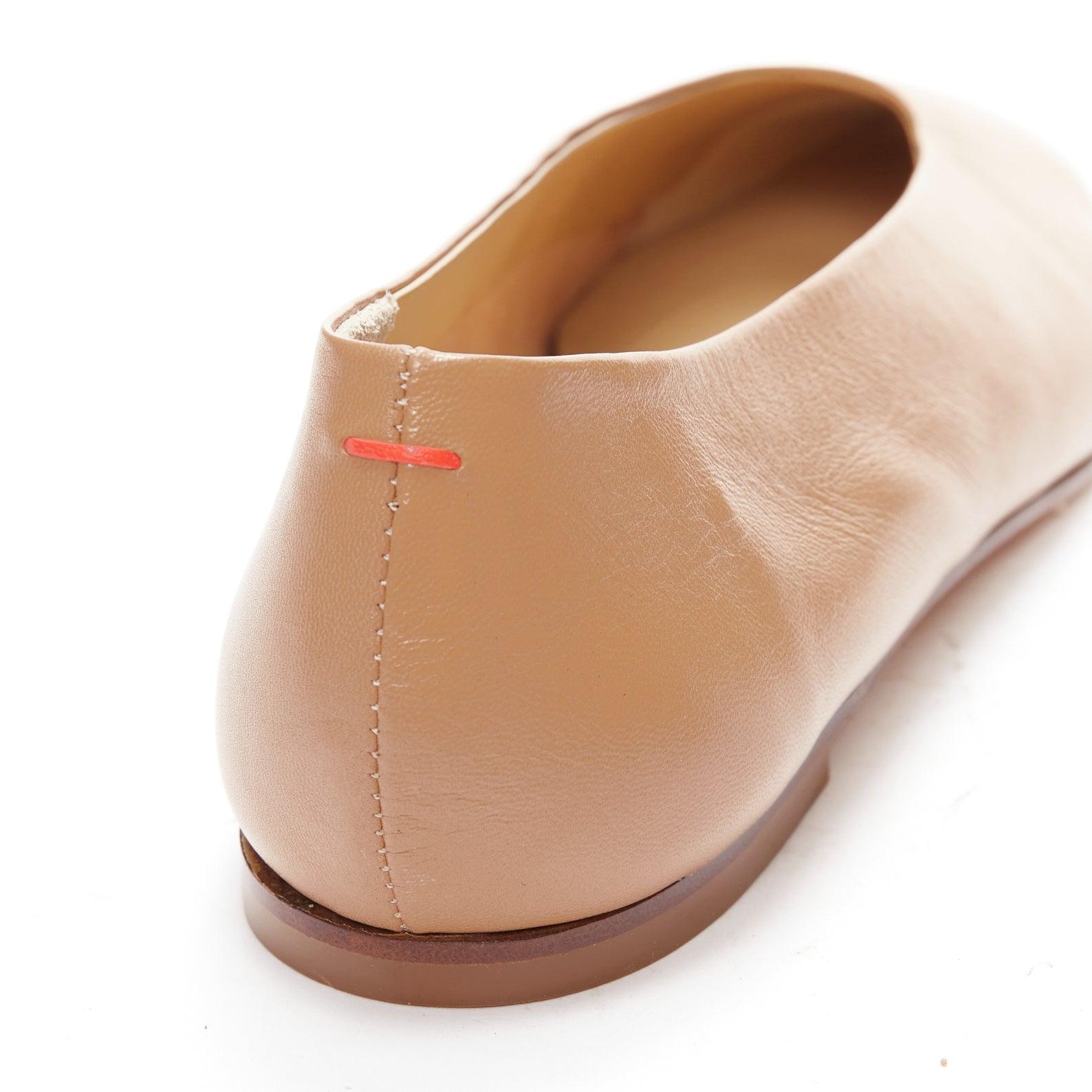 new AEYDE nude smooth leather square toe ballet flats EU37 4