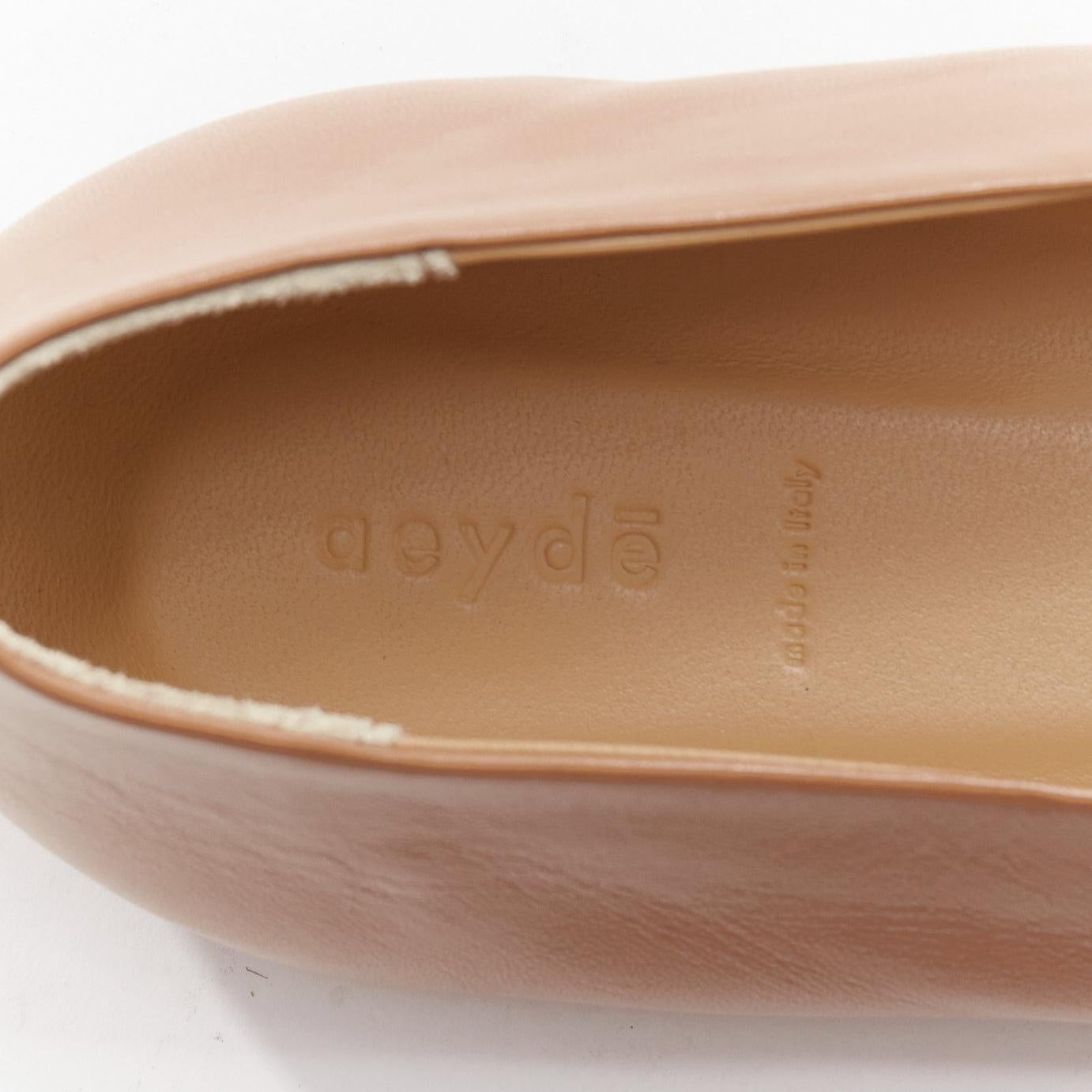 new AEYDE nude smooth leather square toe ballet flats EU37 5