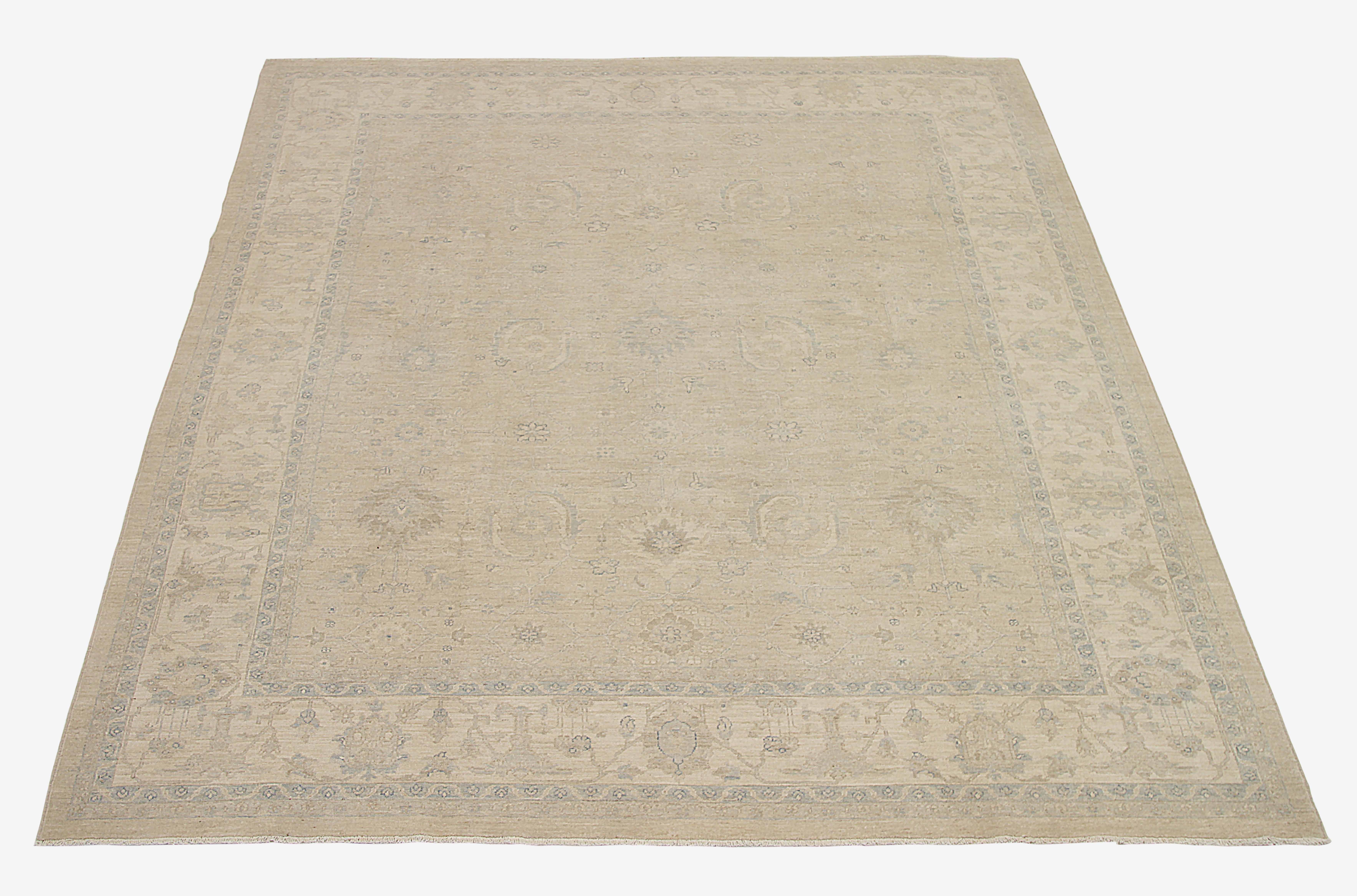 New Afghan area rug handwoven from the finest sheep’s wool. It’s colored with all-natural vegetable dyes that are safe for humans and pets. It’s a traditional Farahan design handwoven by expert artisans. It’s a lovely area rug that can be