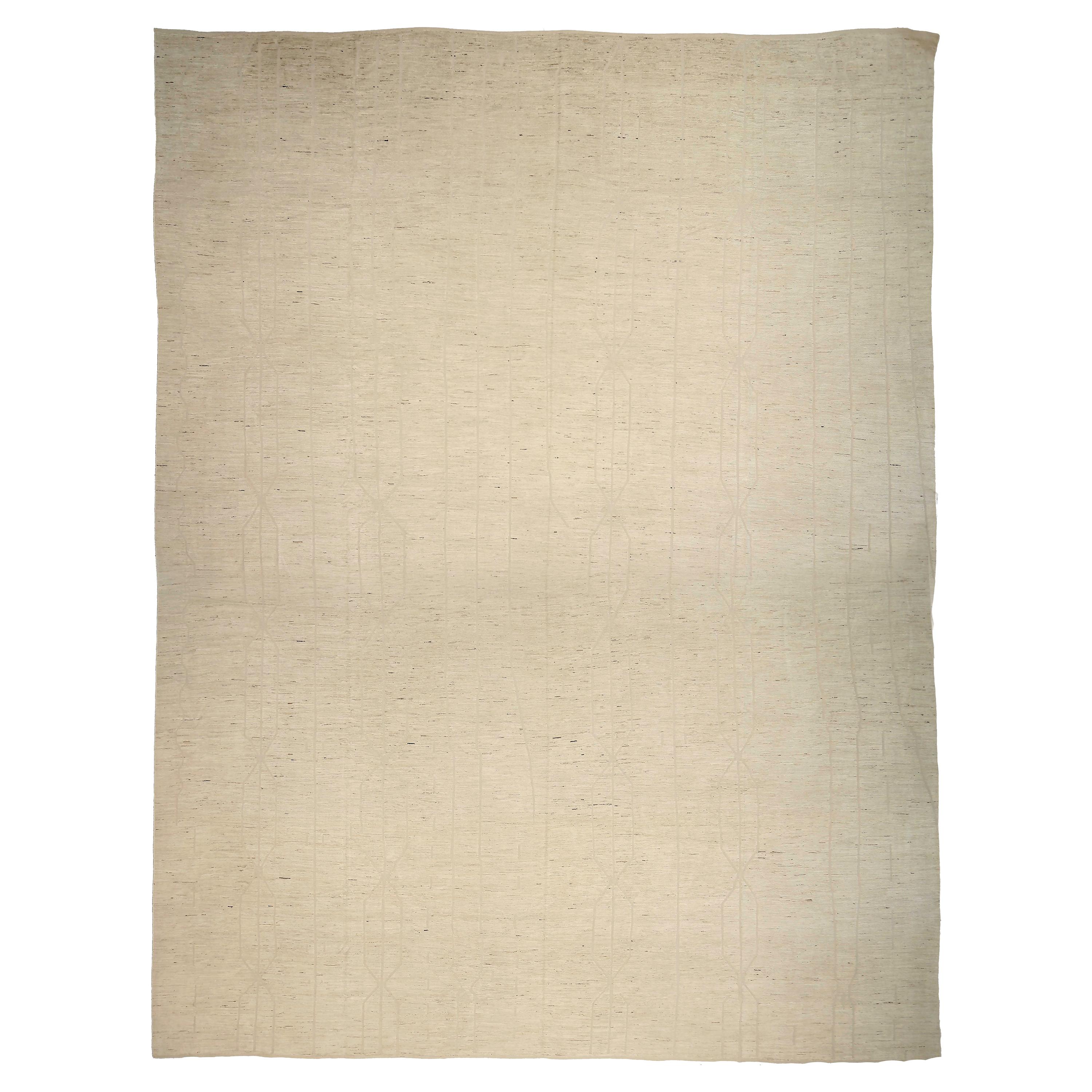 Afghanistan Moroccan Over Size Rug Circa 1990 - Wool Ivory Design - 92206