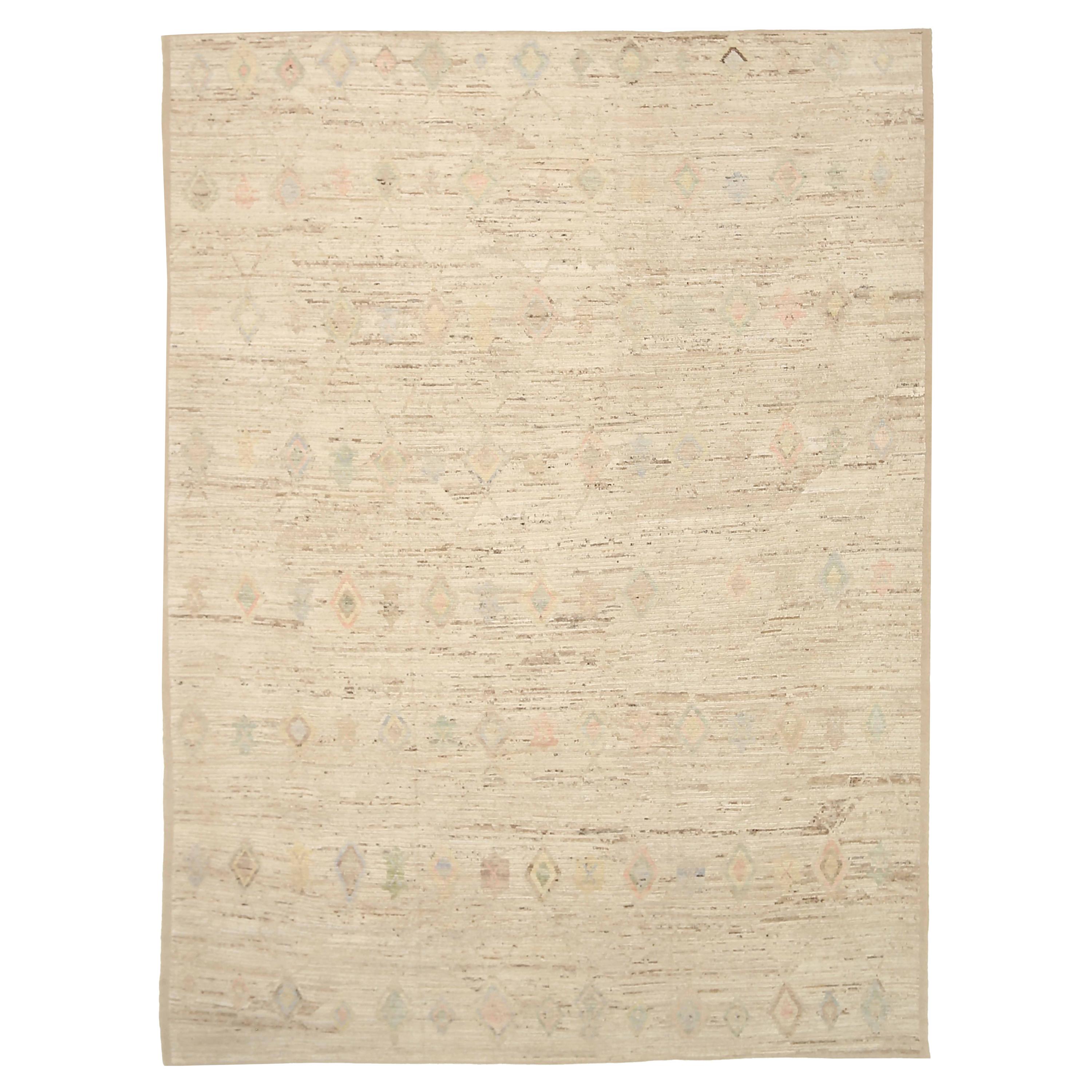 Afghanistan Moroccan Area Rugs Circa 1990 - Wool Ivory Design - 92183
