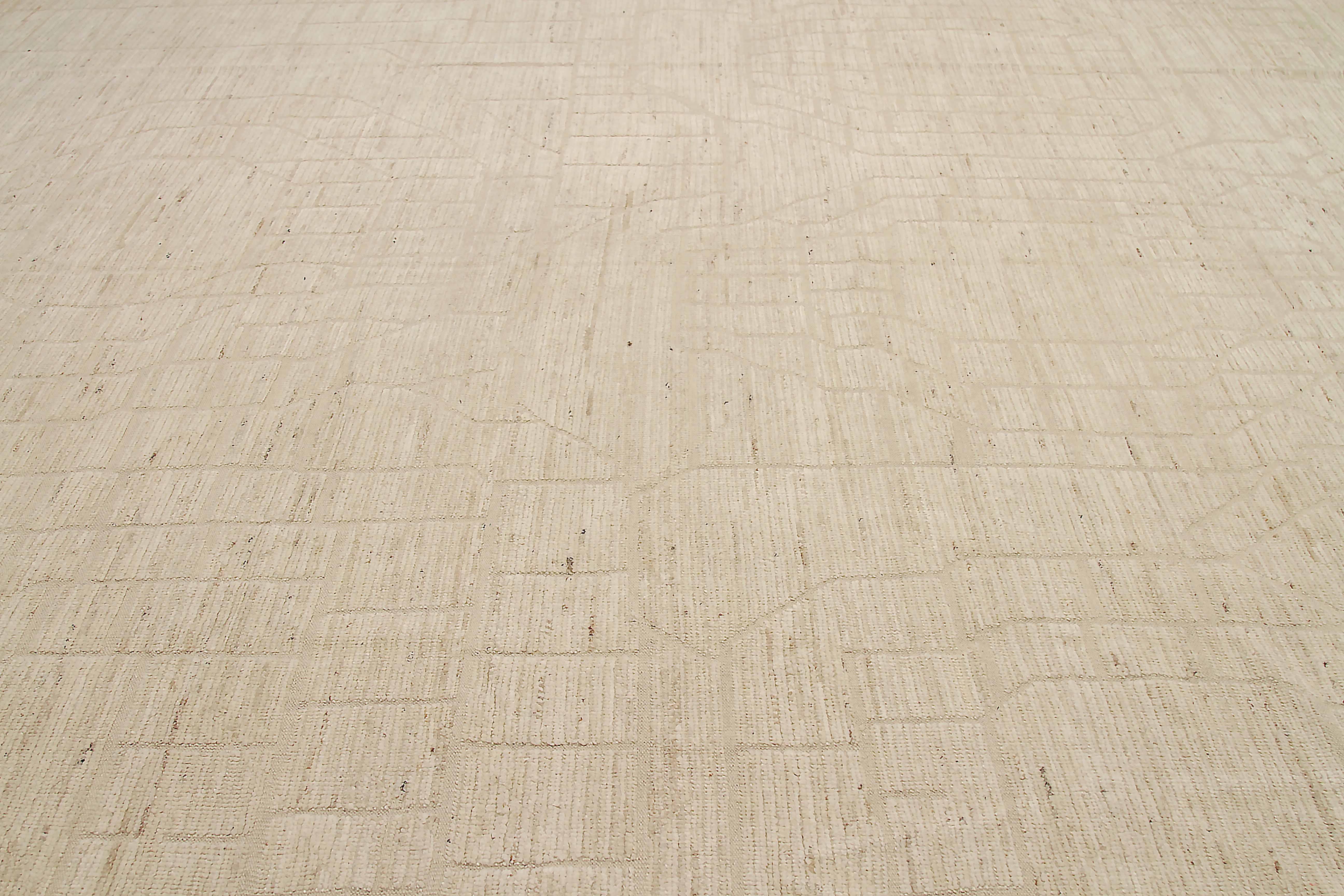 Tribal Afghanistan Moroccan Over Size Rug Circa 1990 - Wool Ivory Taupe Design - 92175 For Sale