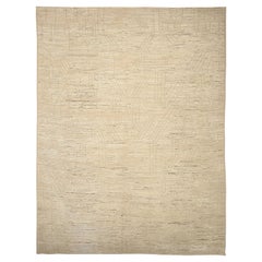 Afghanistan Tapis Marocain Circa 1990 - Laine Ivoire Taupe Design - 92178