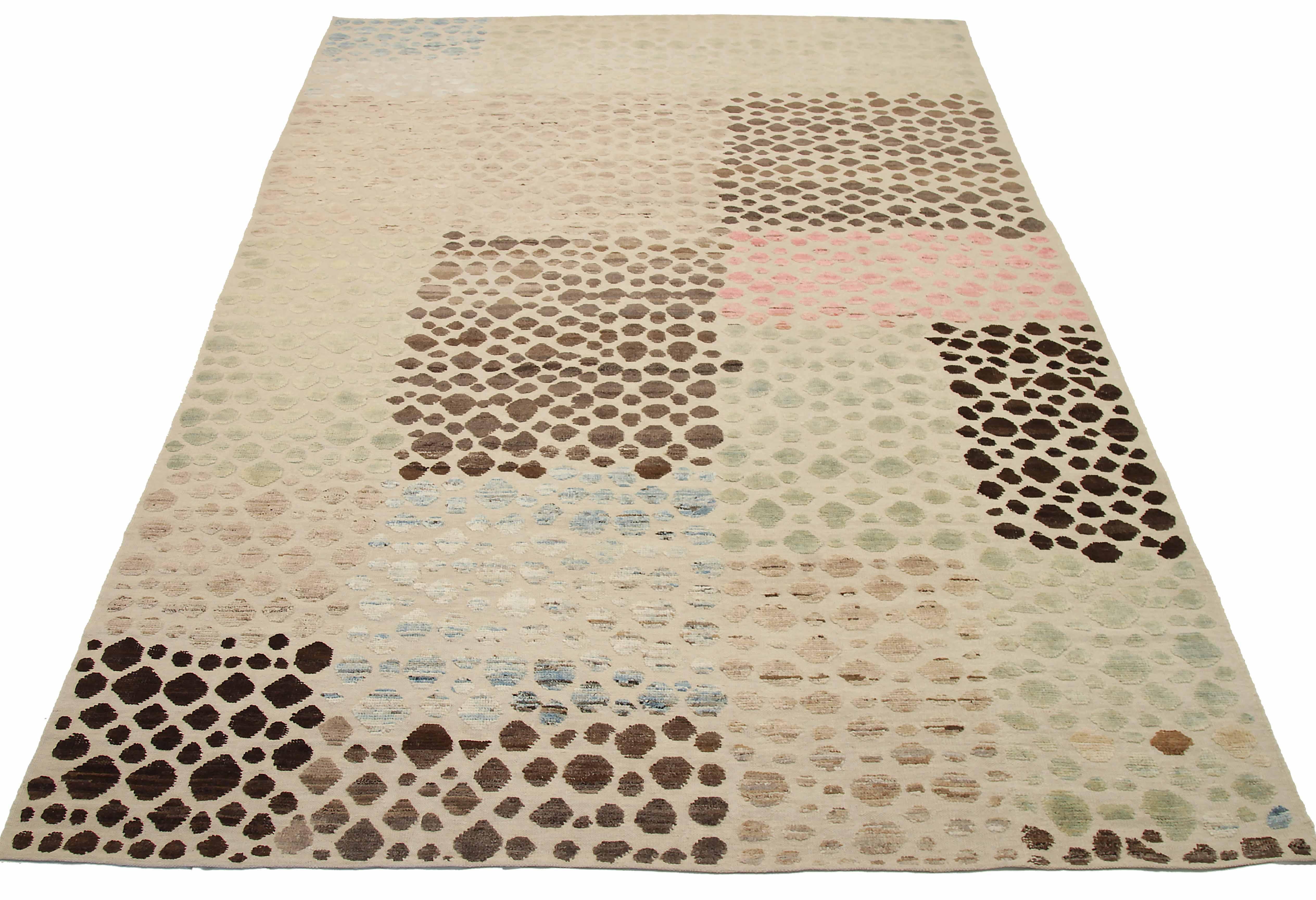 New Afghan area rug handwoven from the finest sheep’s wool. It’s colored with all-natural vegetable dyes that are safe for humans and pets. It’s a traditional Moroccan design handwoven by expert artisans. It’s a lovely area rug that can be