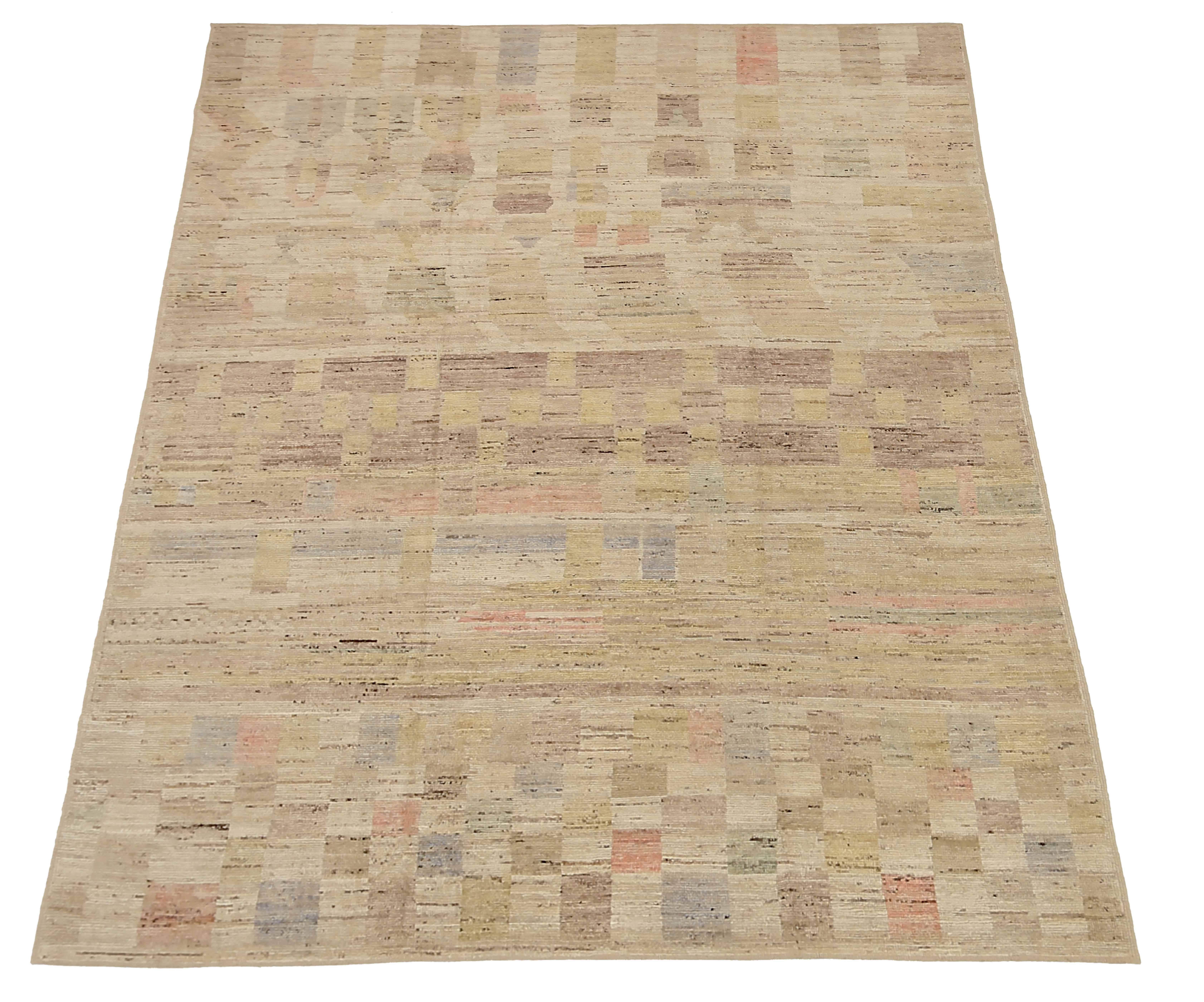 Nouveau tapis afghan tissé à la main à partir de la meilleure laine de mouton. Il est coloré avec des colorants végétaux entièrement naturels, sans danger pour les humains et les animaux de compagnie. Il s'agit d'un motif marocain traditionnel tissé