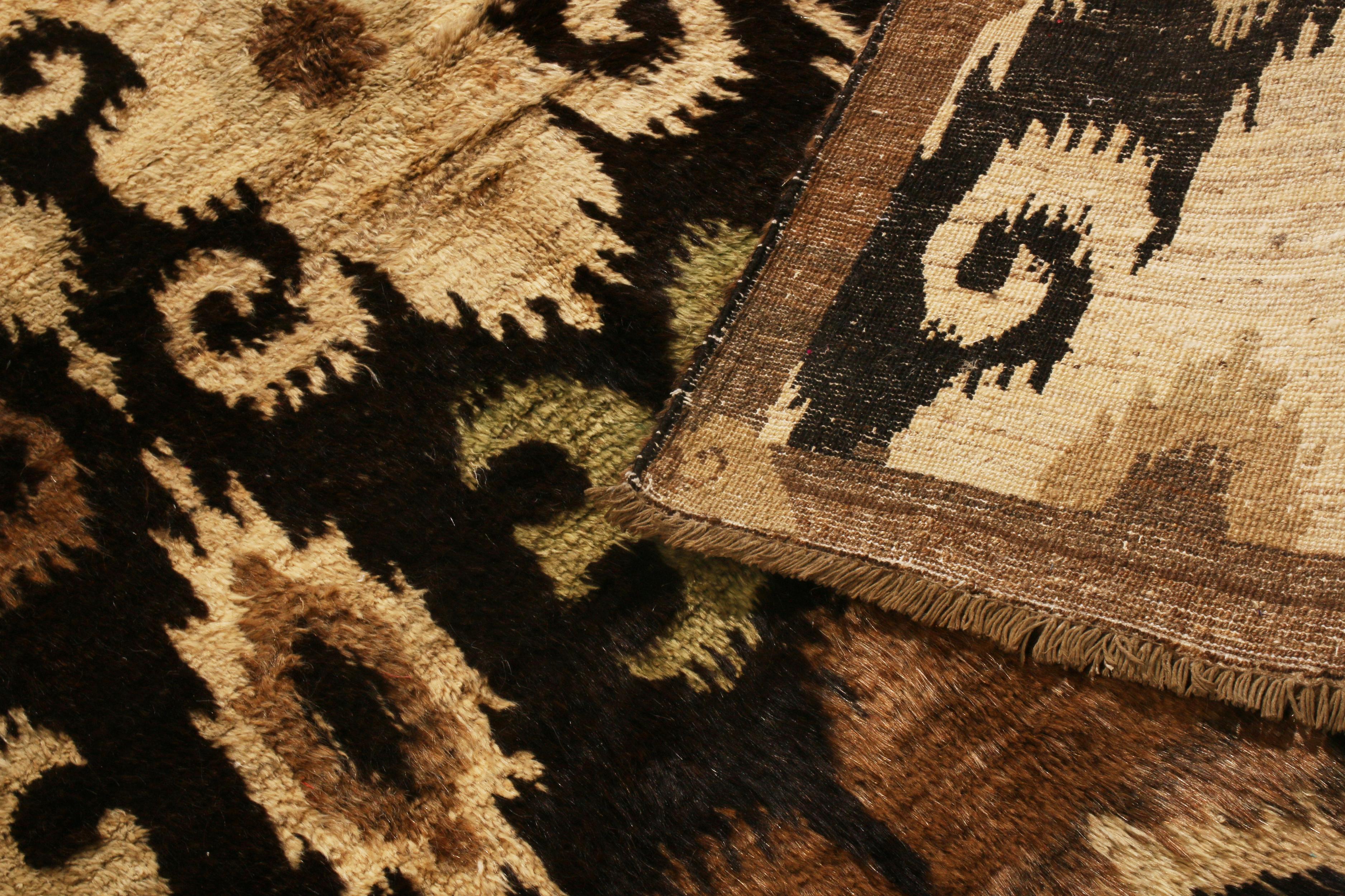 Hand-Knotted New Afghan Beige and Black Goat Hair Rug