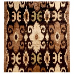 Tapis Kilim afghan neuf beige et noir en poils de chèvre