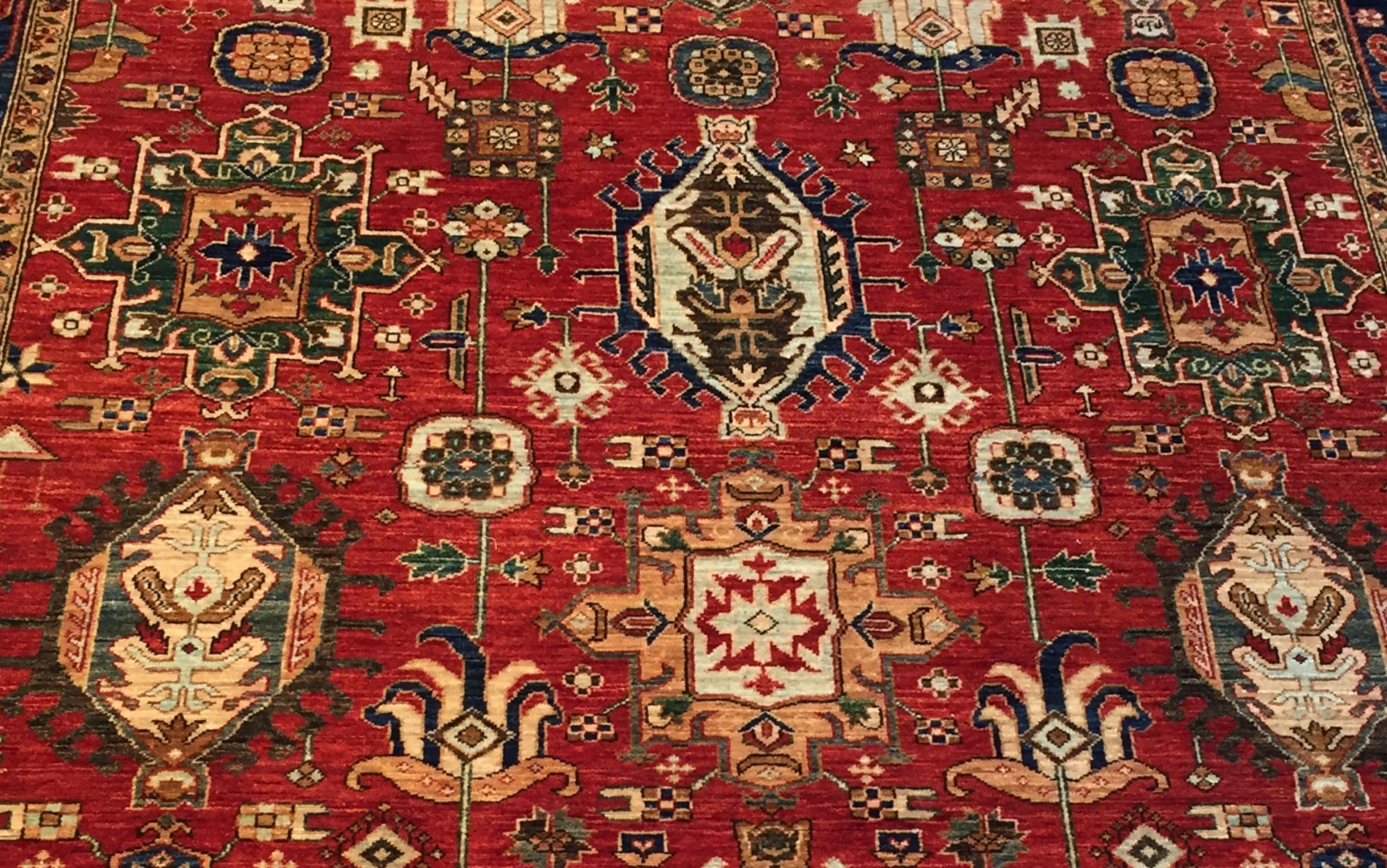 New Afghan Karadja Transitional Rug in Rust, Blue, Yellow, and Cream In New Condition In Evanston, IL